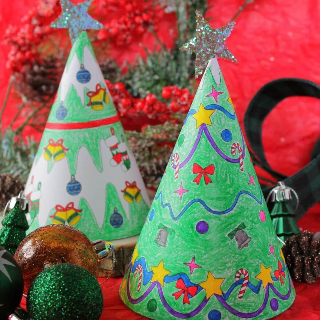 3D Paper Cone Christmas Tree Craft For Kids - Free Template throughout Christmas Cone Decorations Printable