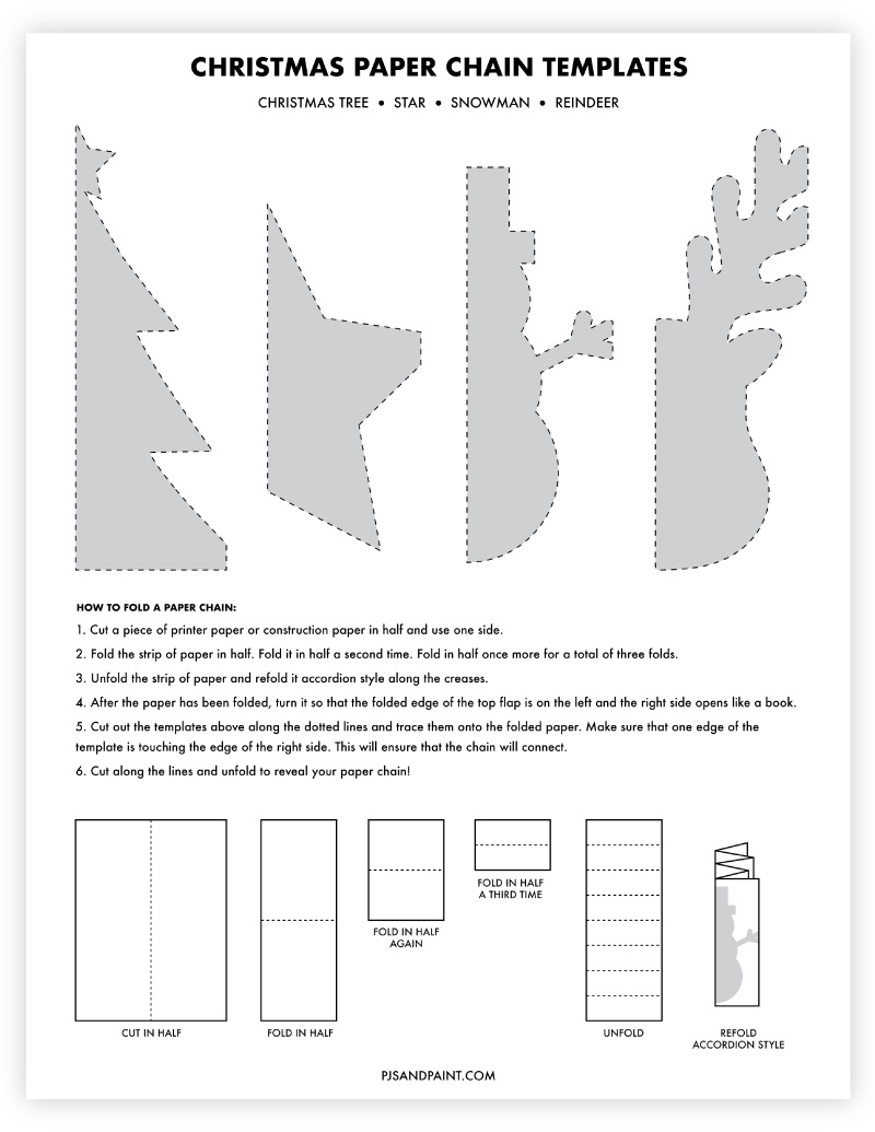 4 Free Printable Christmas Paper Chain Templates - Pjs And Paint throughout Printable Paper Chains Christmas
