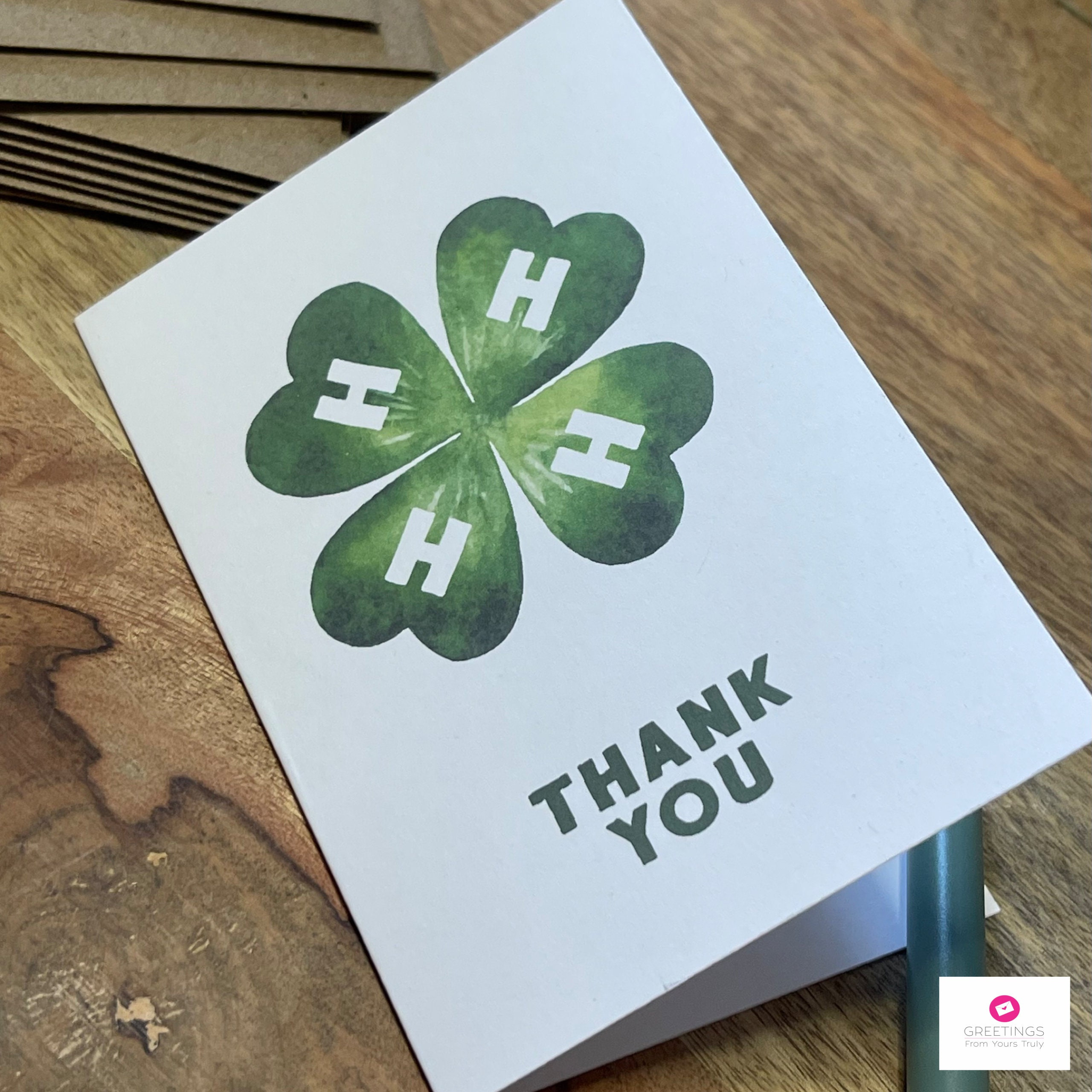 4-H Thank You Card: Clover Notecard - Etsy.de regarding 4H Thank You Cards Printable