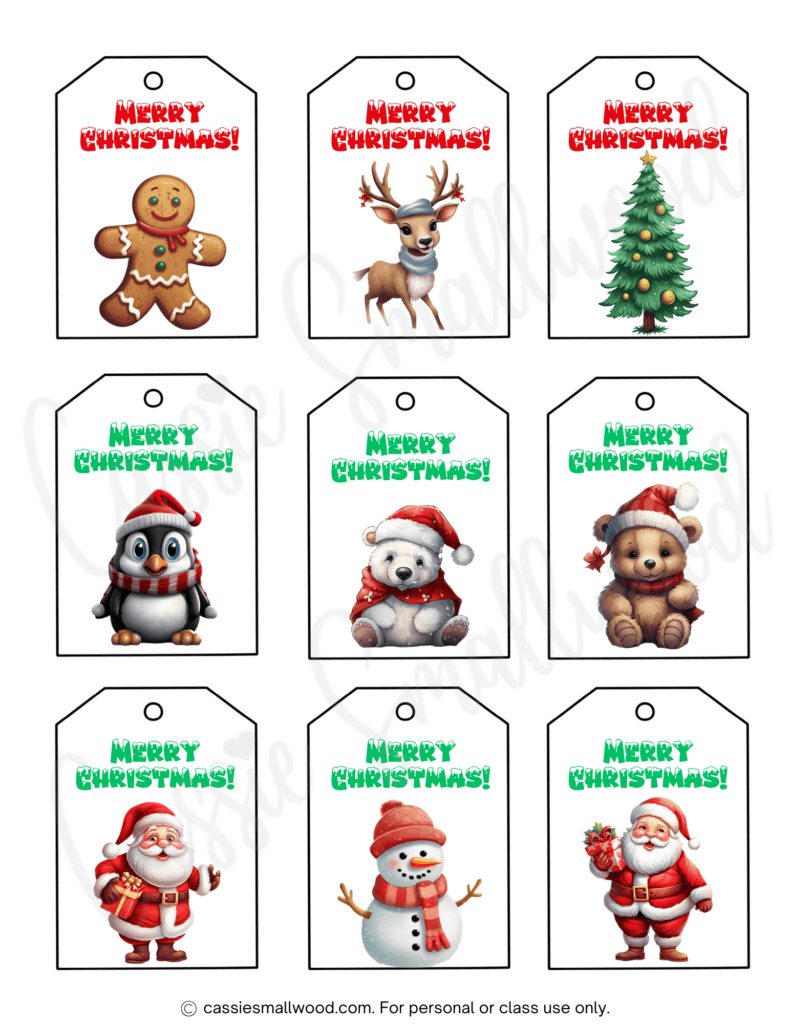 400+ Cutest Printable Christmas Tags (Free Pdf) - Cassie Smallwood regarding Printable Merry Christmas Labels