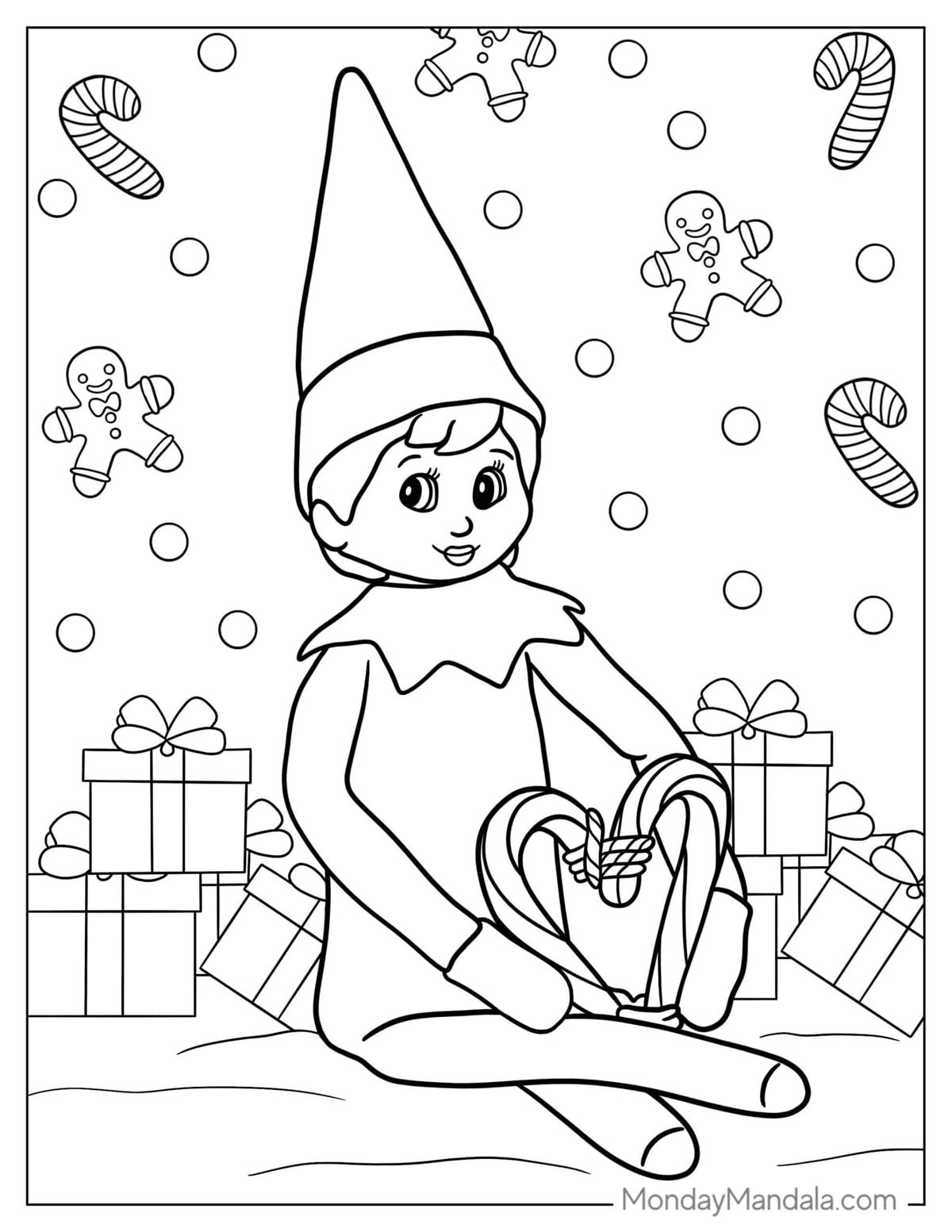 44 Elf On The Shelf Coloring Pages (Free Pdf Printables) for Free Printable Elf on the Shelf Coloring Page