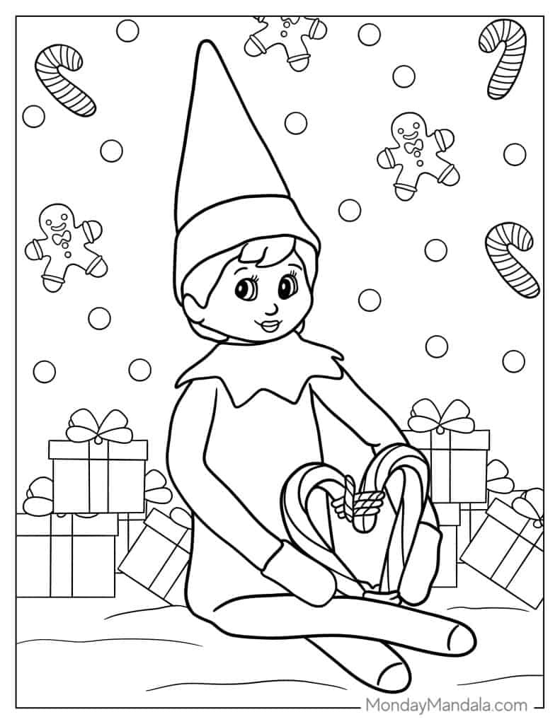 44 Elf On The Shelf Coloring Pages (Free Pdf Printables) pertaining to Elf On The Shelf Color By Number Printable