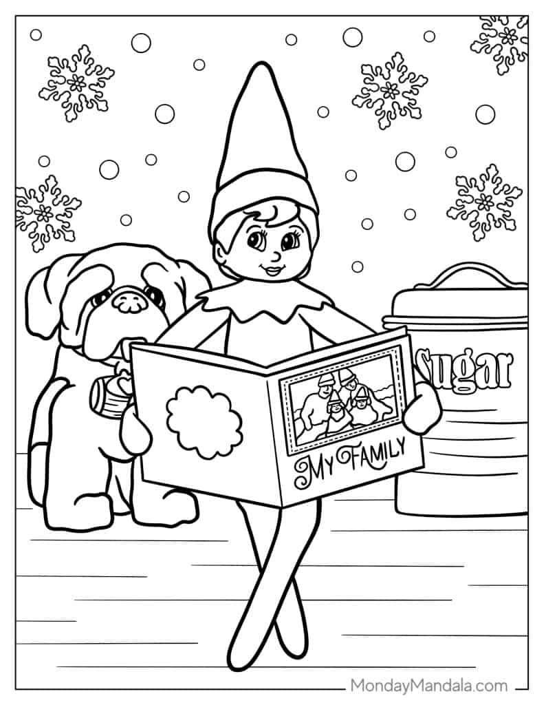 44 Elf On The Shelf Coloring Pages (Free Pdf Printables) throughout Printable Elf On The Shelf Coloring Sheets