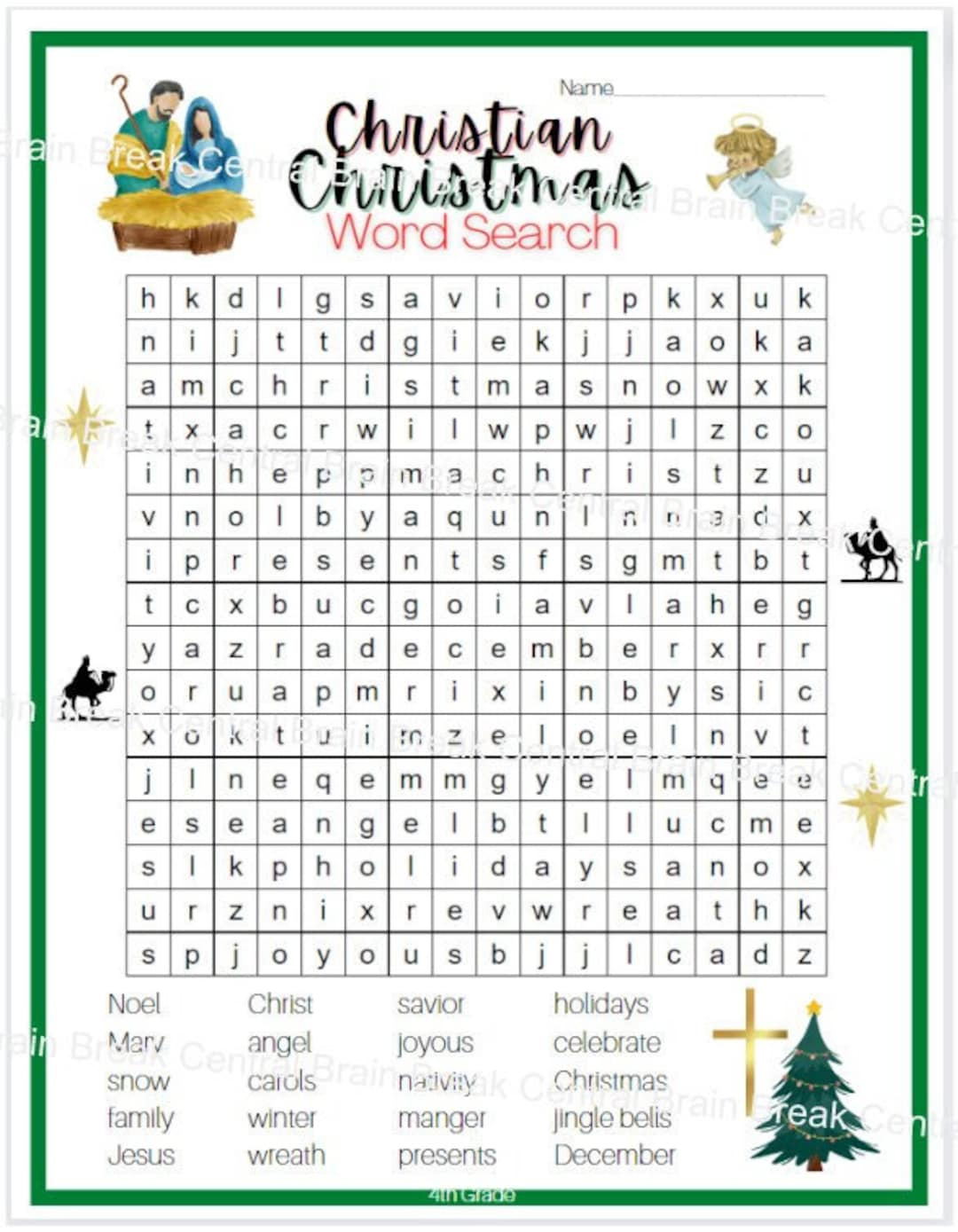 4Th Grade Christian Christmas Word Search With Answer Key regarding Religious Christmas Word Search Puzzles