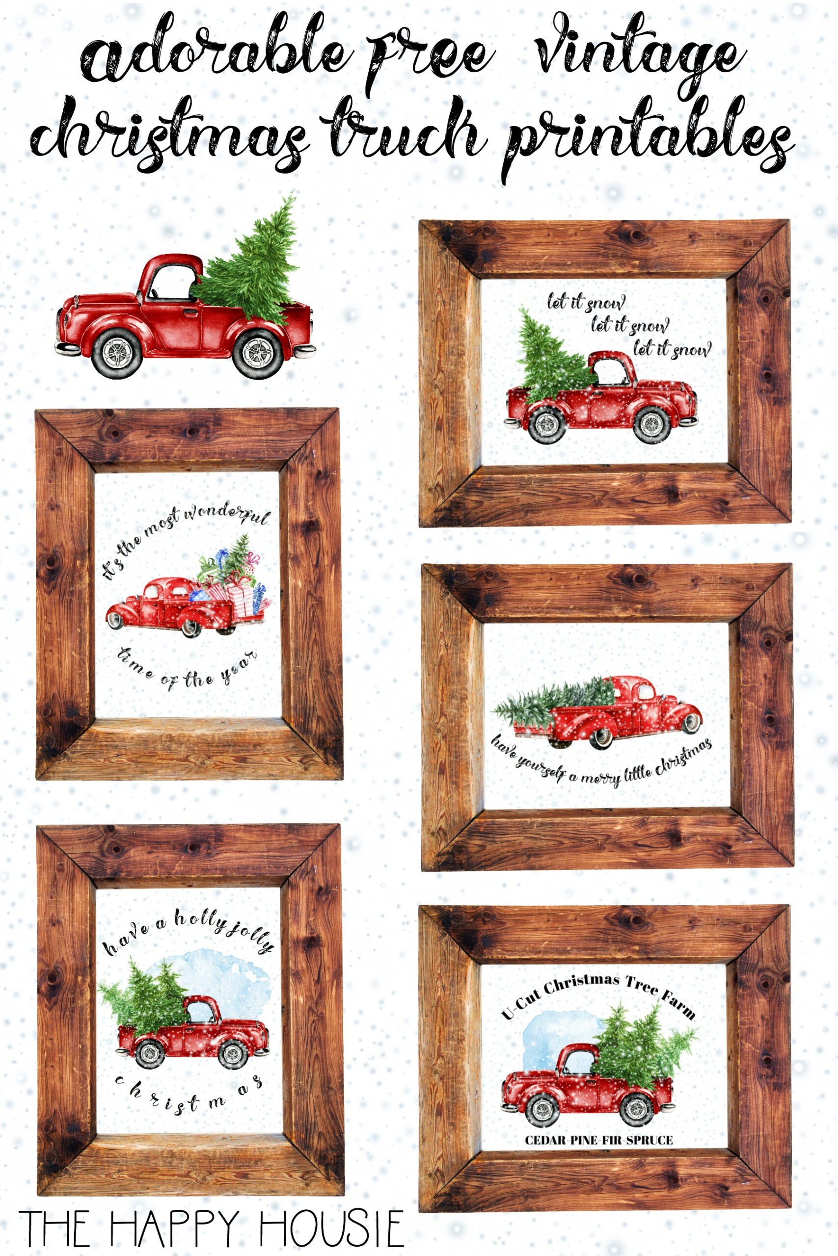 5 Free Vintage Truck Christmas Printables | The Happy Housie throughout Printable Vintage Red Truck Christmas