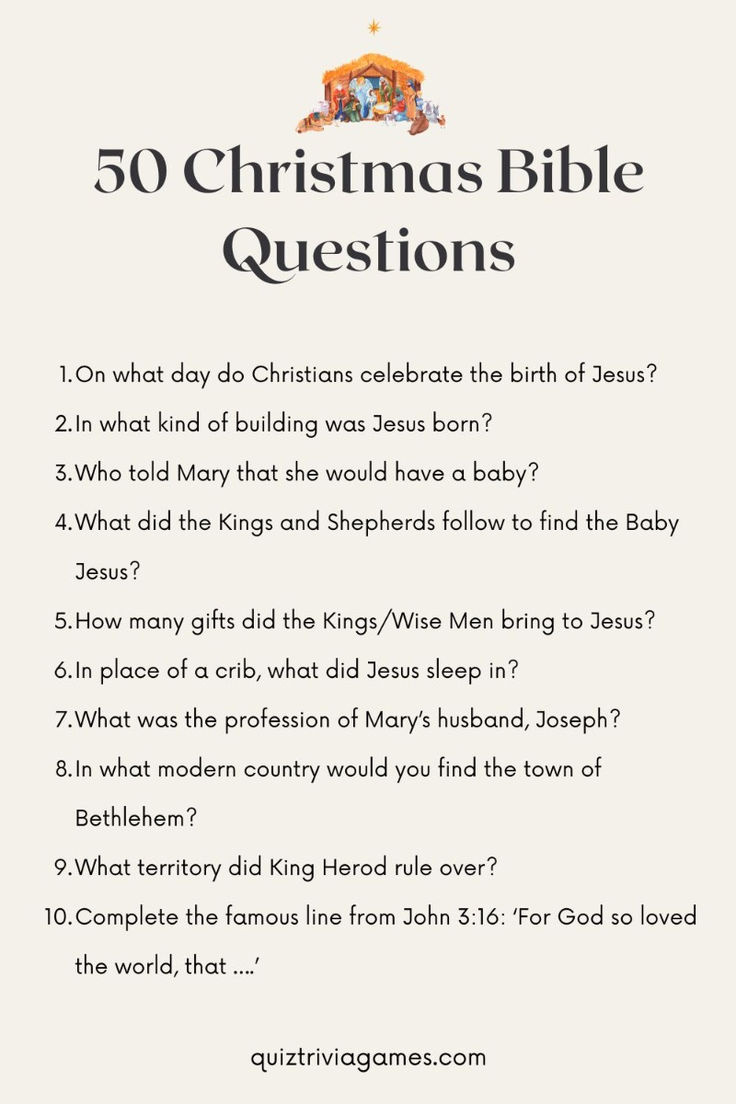 50 Christmas Bible Quiz Questions And Answers with Printable Bible Christmas Trivia Questions and Answers