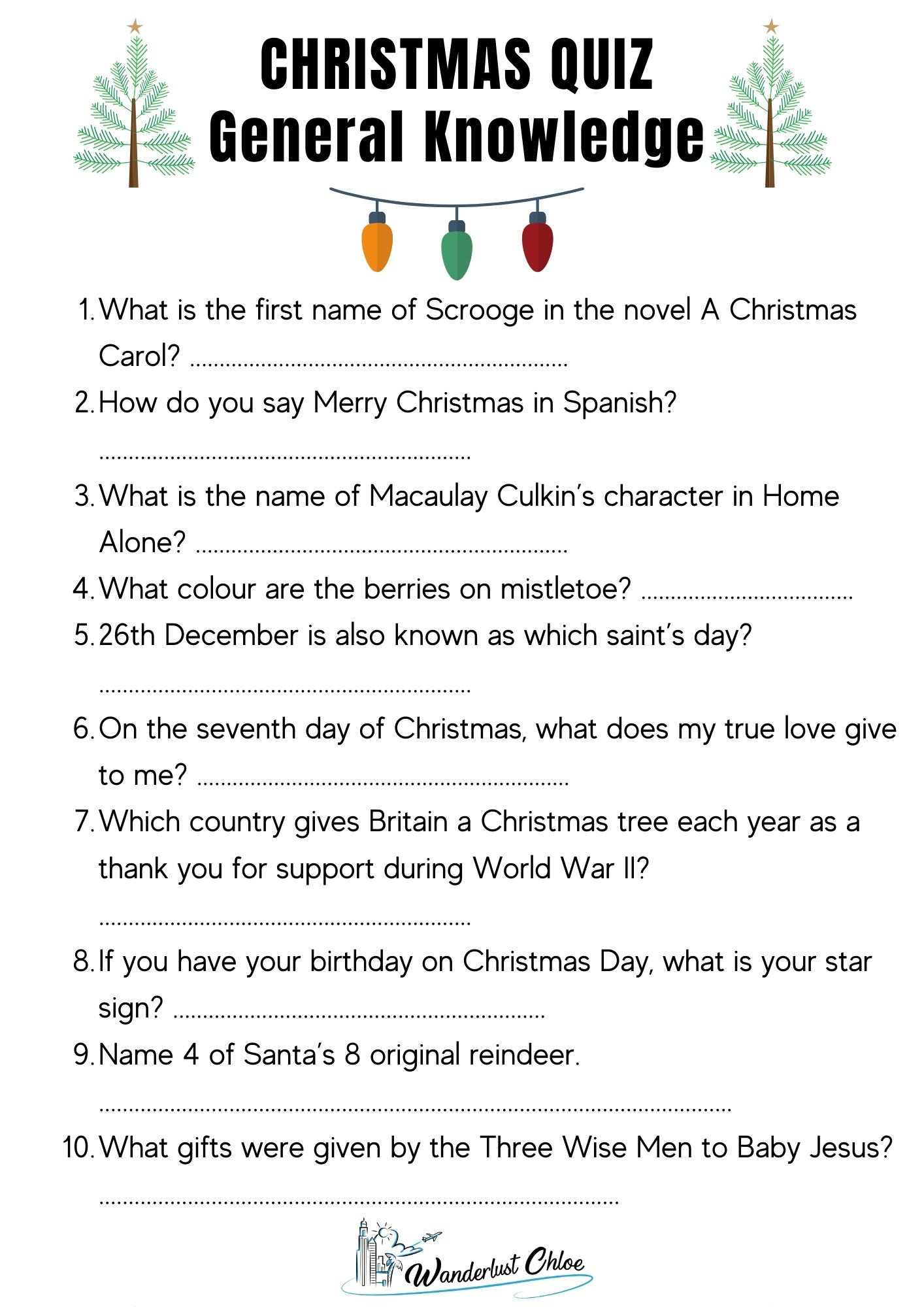 50 Christmas Quiz Questions + Printable Picture Rounds: 2025 in Childrens Christmas Quiz Printable