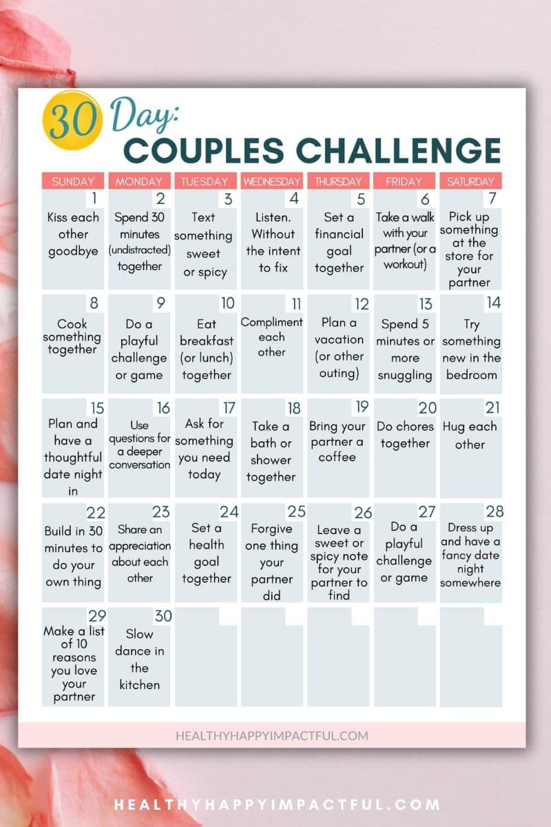 50 Fun Challenges For Couples (+ Free Love Calendar Printable) inside Printable 40 Day Love Dare Challenge