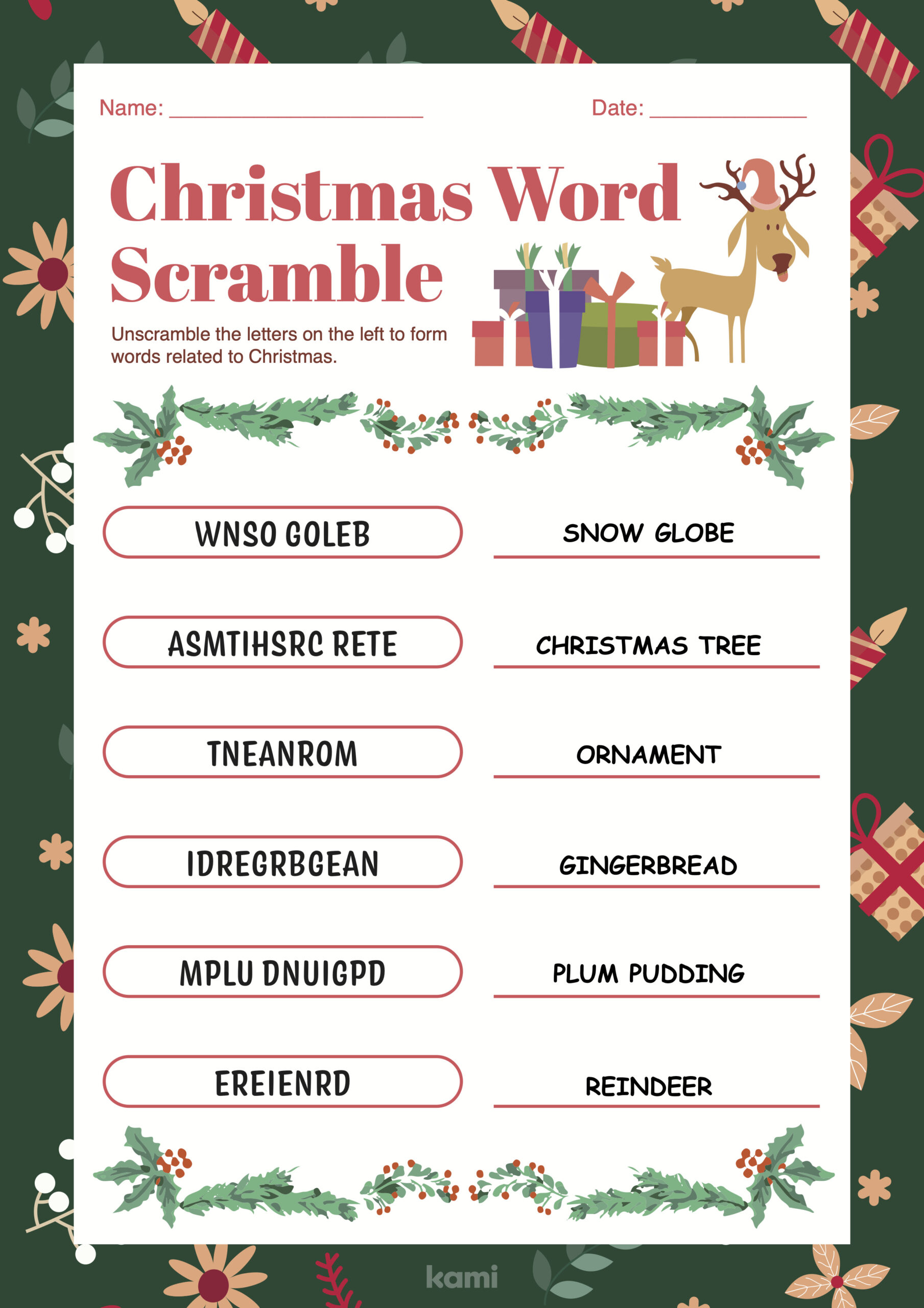 5Th Grade Christmas Word Scramble Worksheet - Edumonitor intended for Super Teacher Worksheets Scrambled Christmas Answers