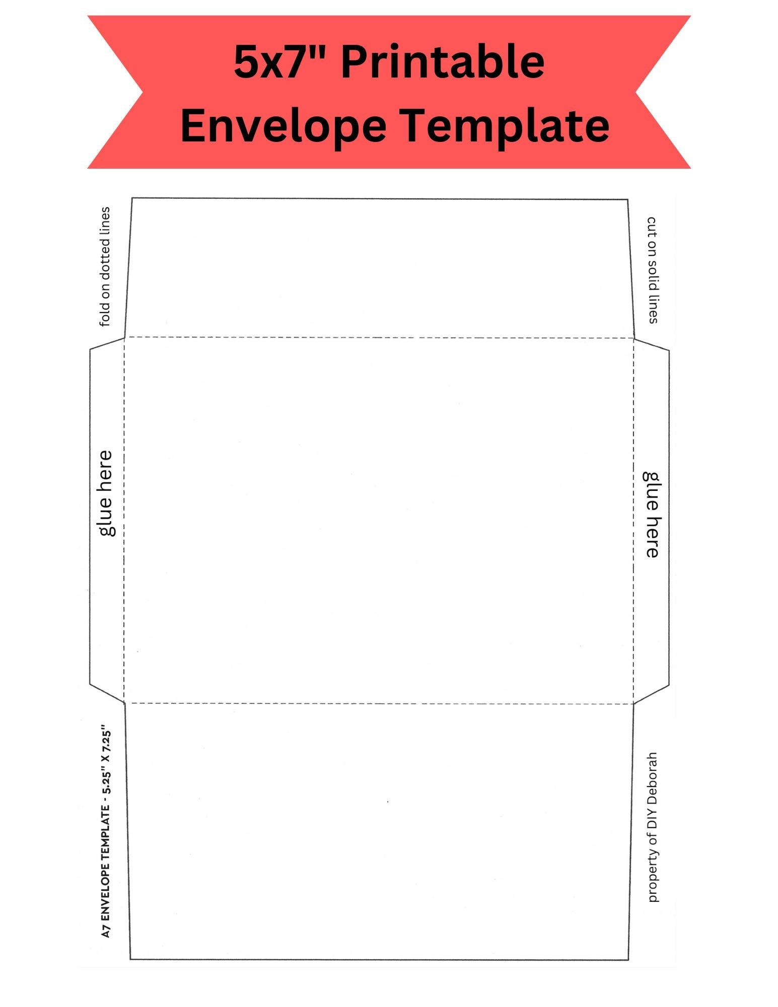 5X7" Printable Foldable Envelope Template, Instant Digital with Free Printable 5X7 Envelope Template