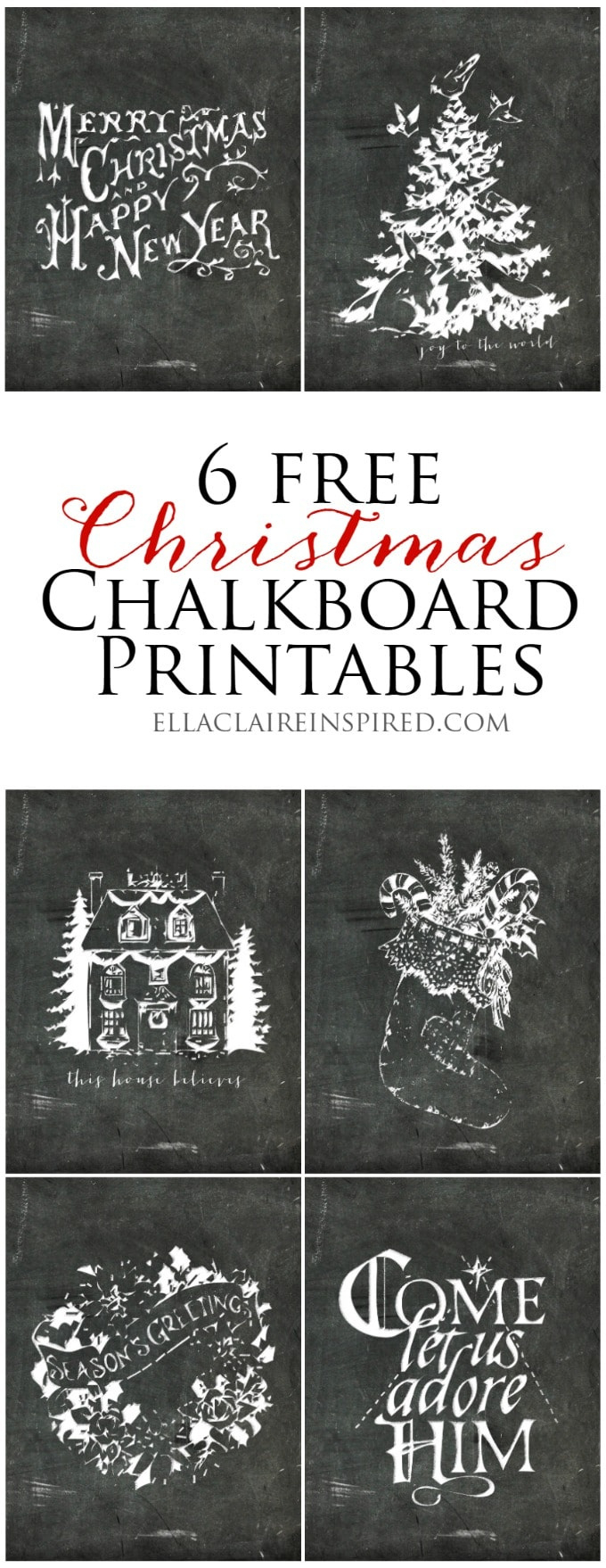 6 Free Christmas Chalkboard Printables | My Gift To You - Ella in Christmas Chalkboard Printable Free