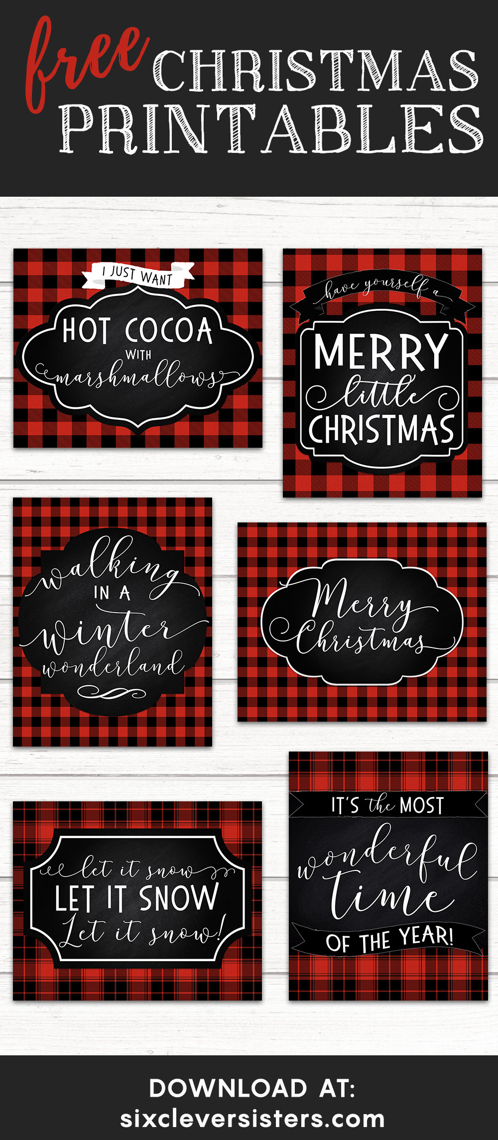 6 Free Red Buffalo Plaid Check Christmas Printables - Six Clever intended for Buffalo Plaid Christmas Printable