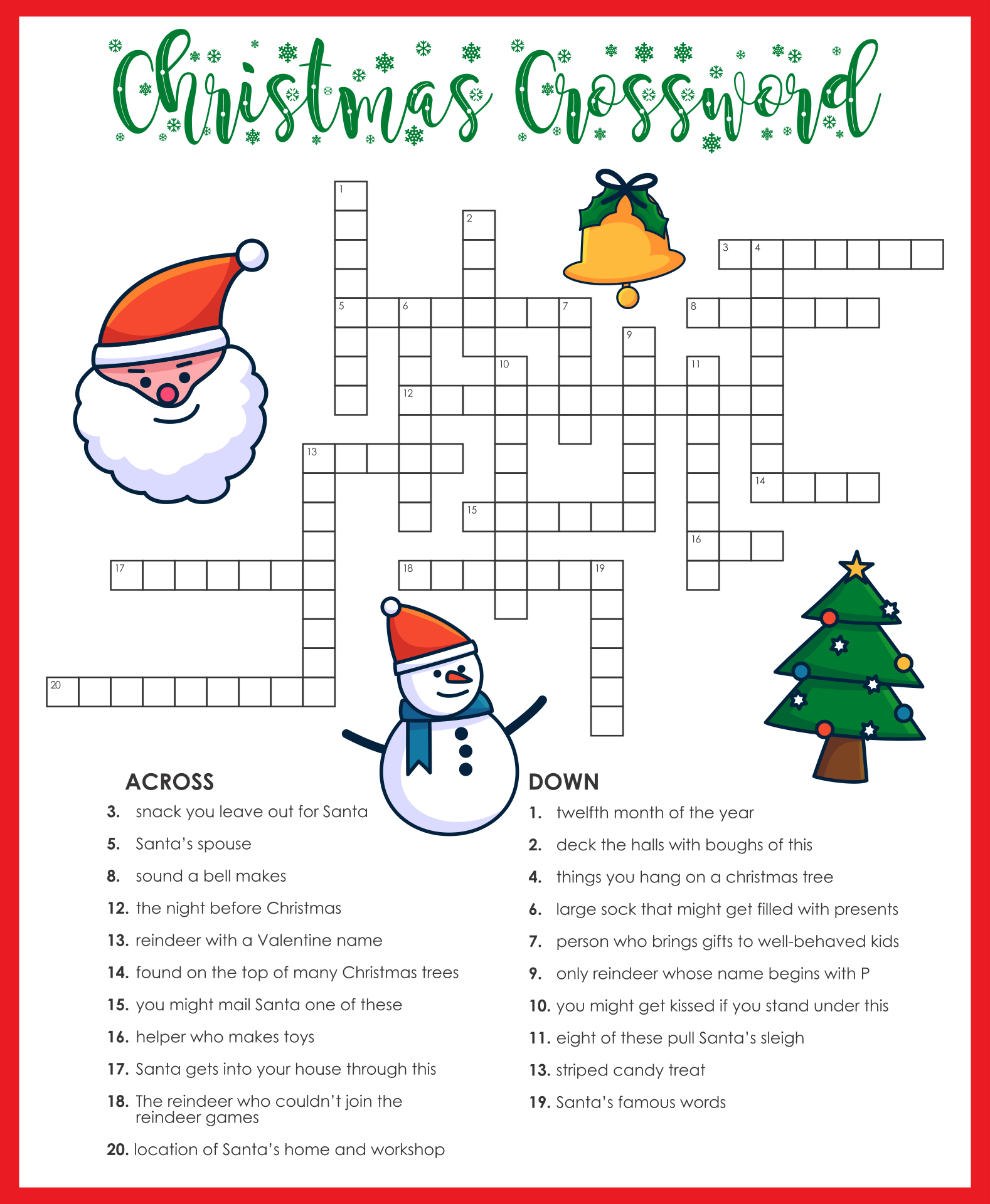 7 Crossword Puzzle Ideas | Crossword, Christmas Crossword in Christmas Riddles Brain Teasers Printable