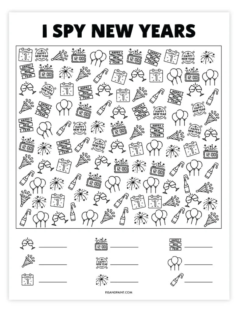7 Free Printable New Year&amp;#039;S Games And Activities - Pjs And Paint in Free Printable New Years Activity Sheets