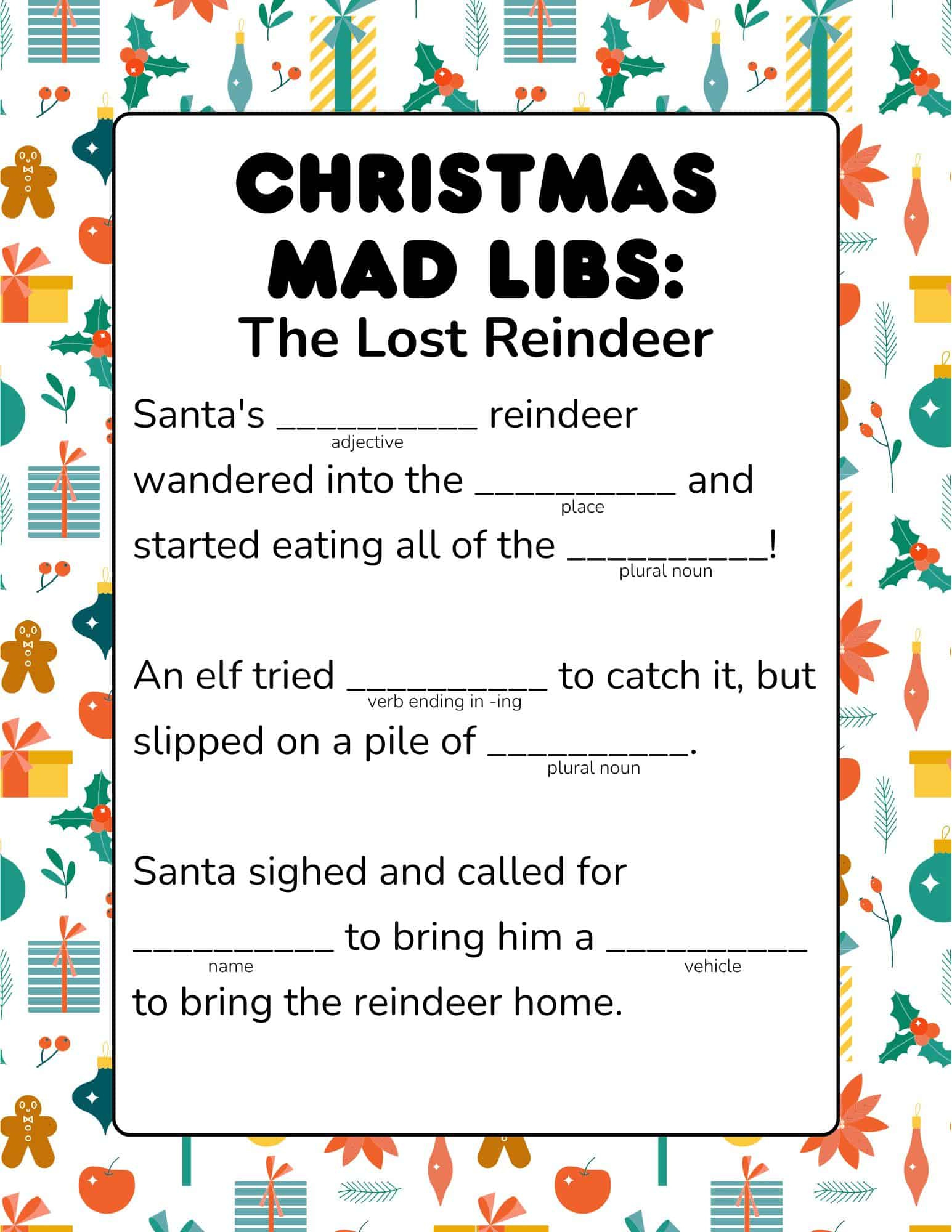 8 Free Christmas Mad Libs Printable For Kids And Adults with Printable Funny Christmas Mad Libs