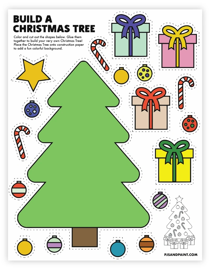 8 Free Printable Christmas Themed Cut And Paste Projects - Pjs And intended for Cut And Glue Christmas Printable
