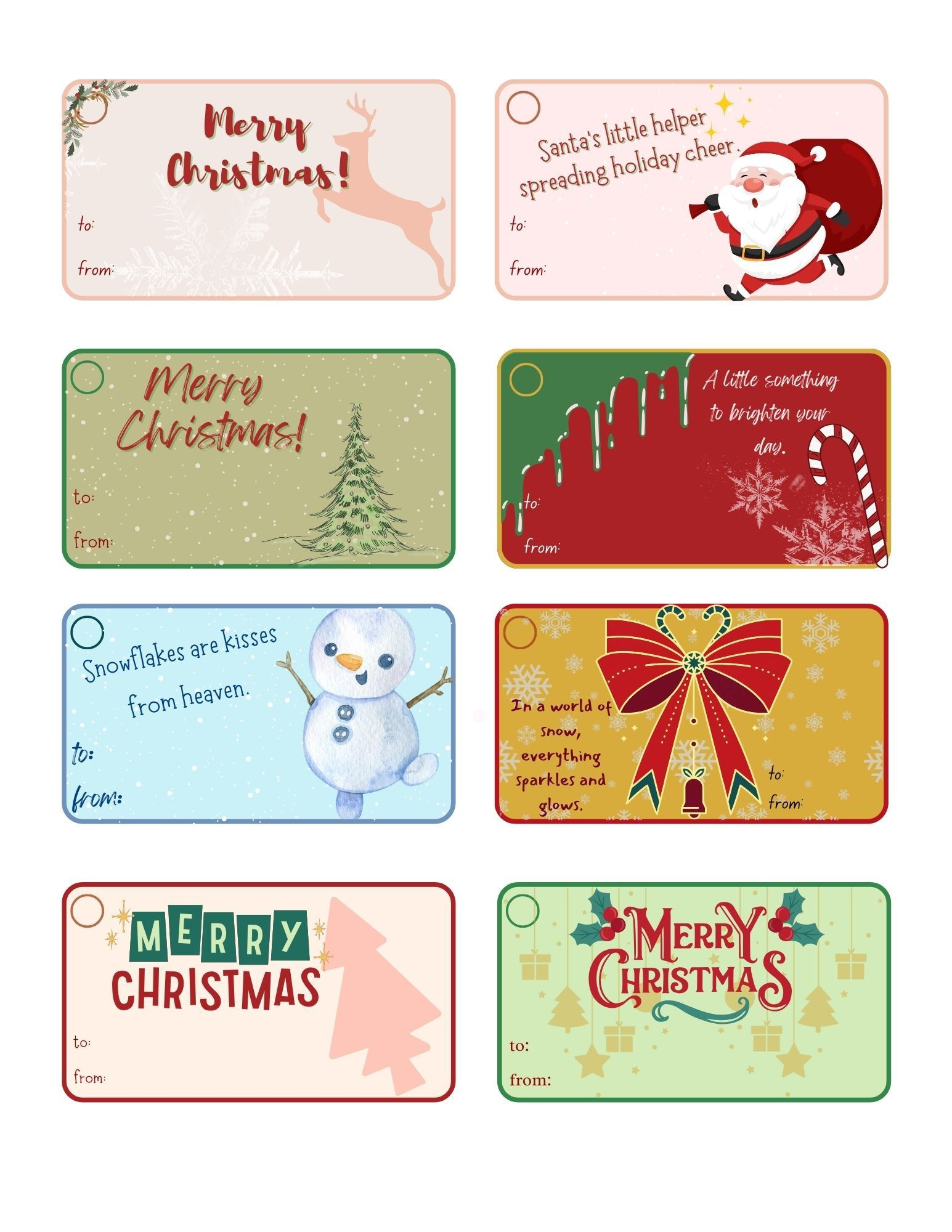 8Pcs Editable And Printable Aesthetic Christmas Gift Cards/Gift pertaining to Christmas Card Tags Printable