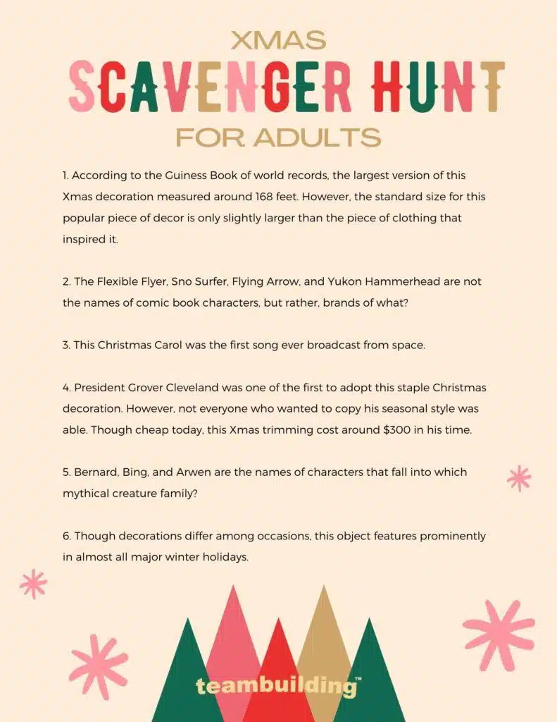 9 Best Holiday Scavenger Hunt Templates (Printable!) for Christmas Scavenger Hunt Ideas For Adults Printable
