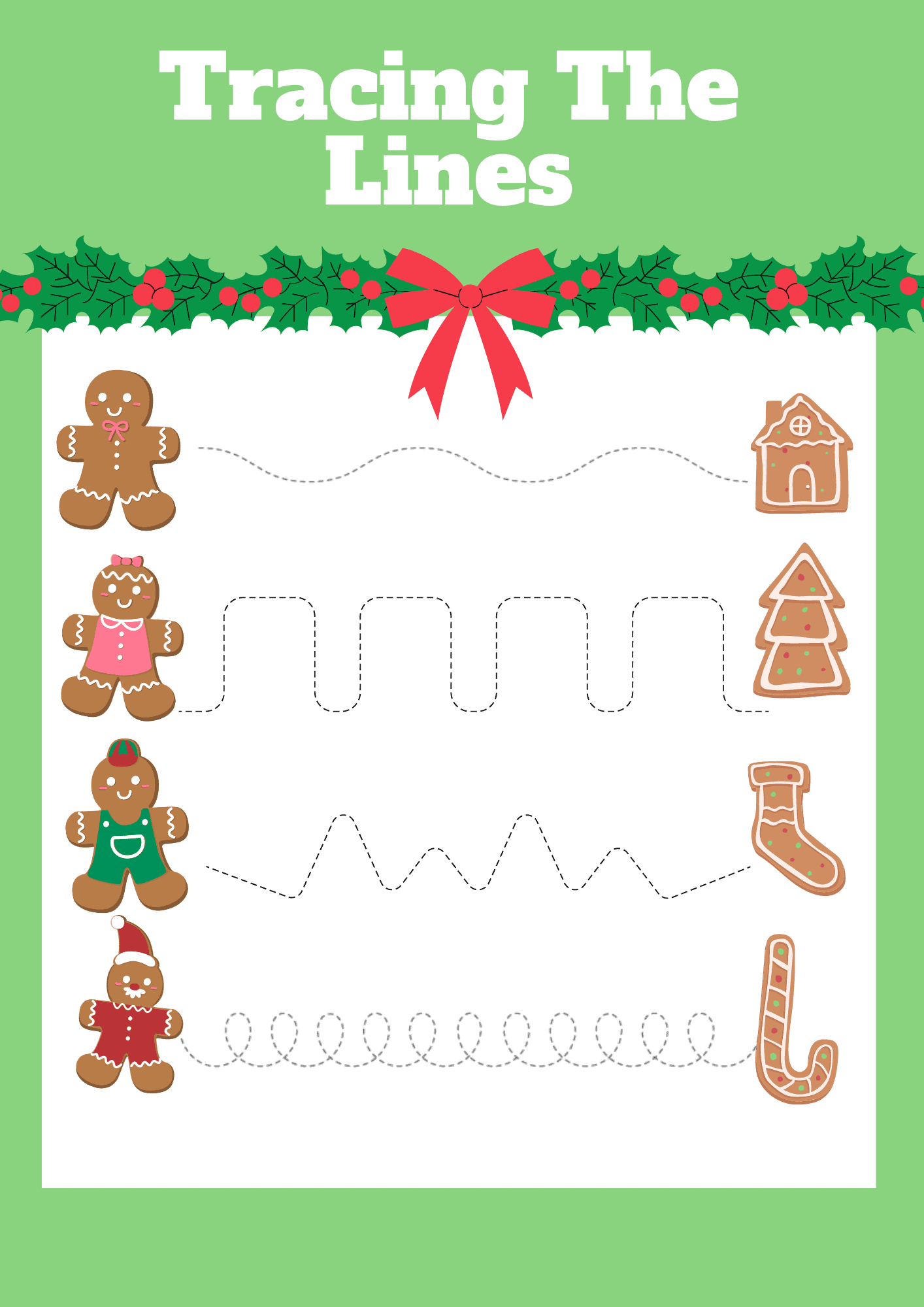 9 Free Christmas Gingerbread Man Worksheet Printables For 2025 pertaining to Christmas Line Tracing Worksheets