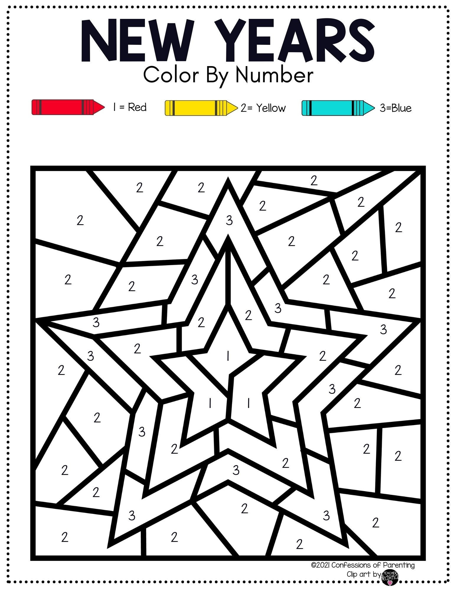 9 New Year&amp;#039;S Eve Colornumber | Printable New Year&amp;#039;S Coloring with New Year Color By Number Printable