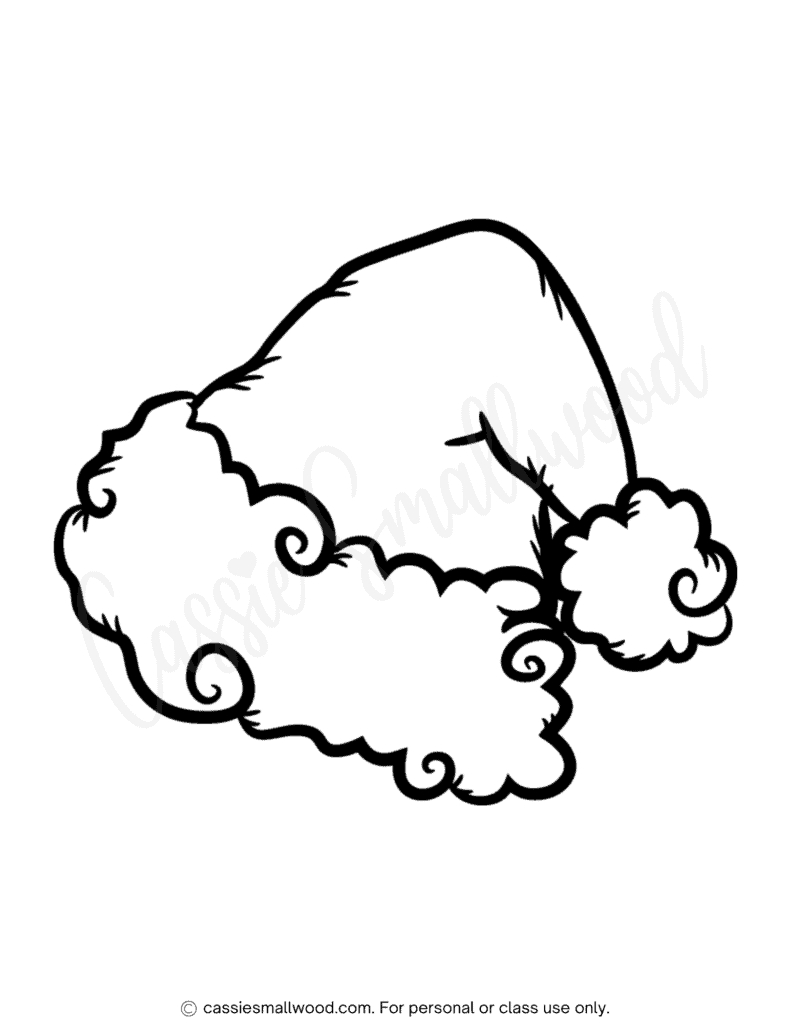 91 Cutest Santa Coloring Pages - Cassie Smallwood intended for Printable Santa Hat Coloring Page