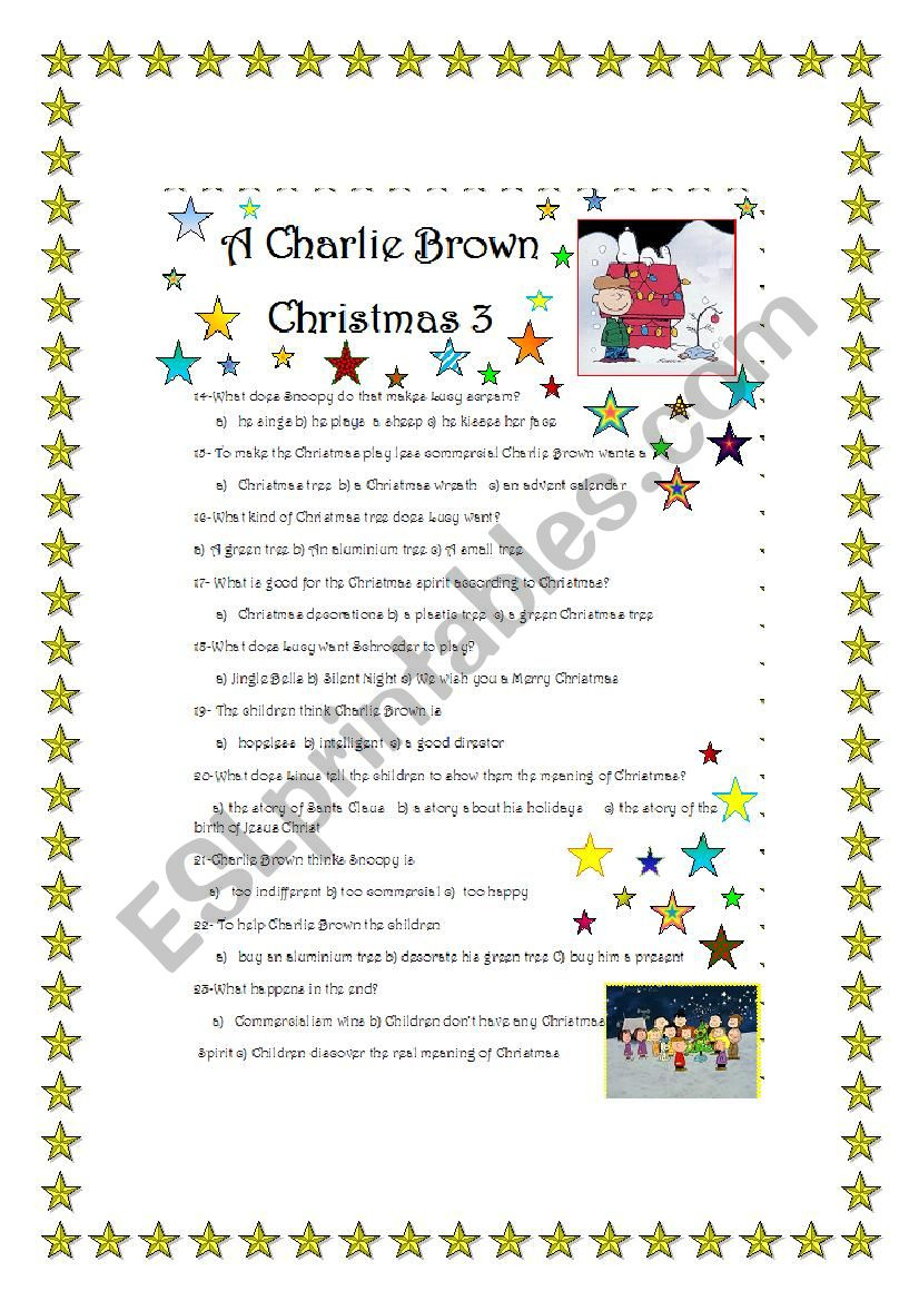 A Charlie Brown Christmas- Film Part 3/3 - Esl Worksheetmarta throughout Charlie Brown Christmas Worksheets