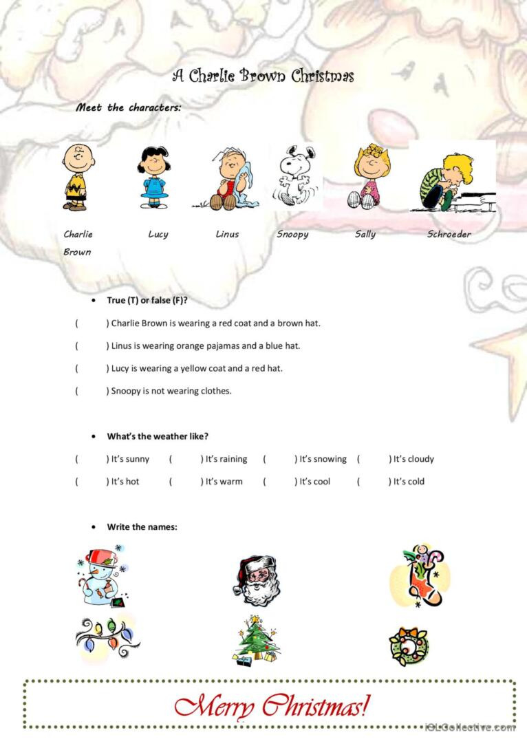 A Charlie Brown Christmas Pictur…: English Esl Worksheets Pdf & Doc in Charlie Brown Christmas Worksheets