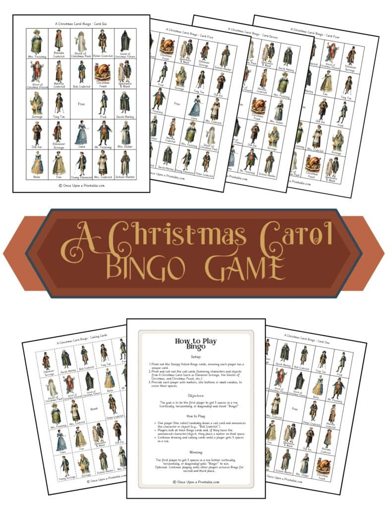 A Christmas Carol Bingo Game (Free Printables) - Once Upon A Printable pertaining to Christmas Carol Bingo Printable