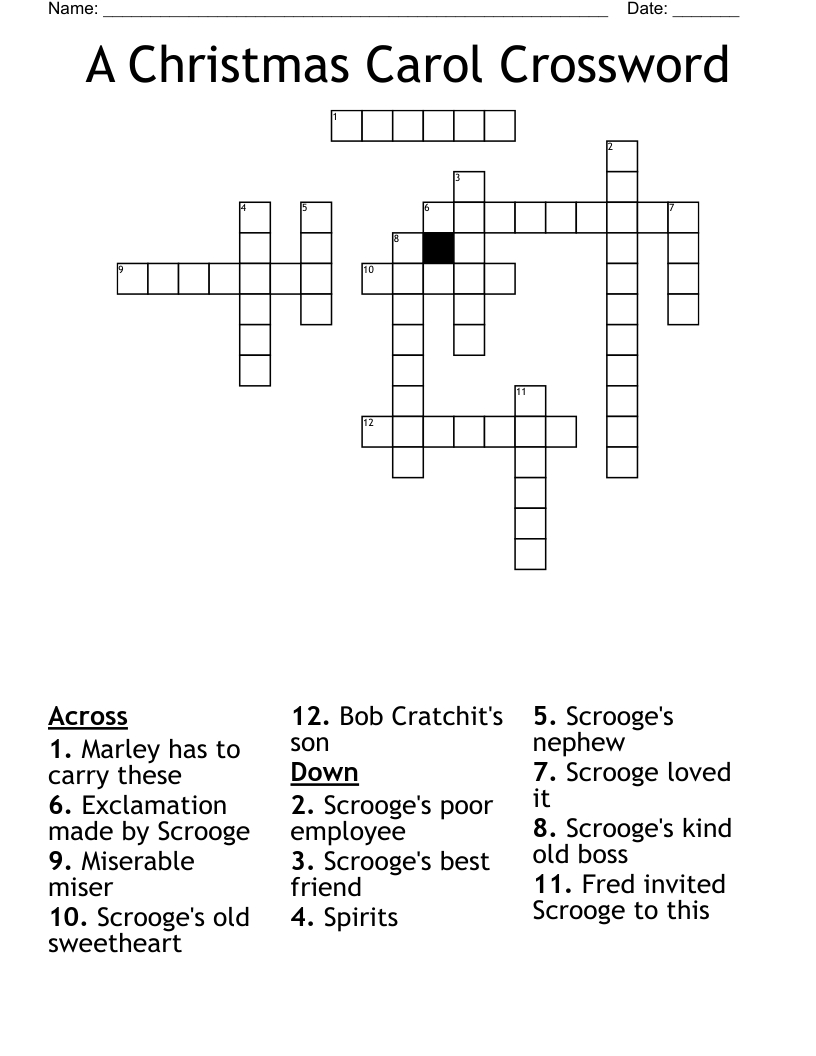 A Christmas Carol Crossword - Wordmint for A Christmas Carol Crossword Printable