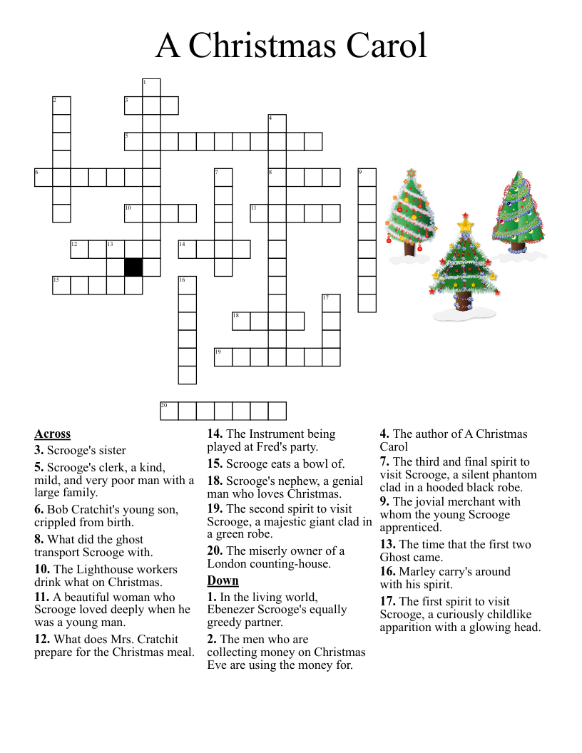 A Christmas Carol Crossword - Wordmint regarding A Christmas Carol Crossword Printable