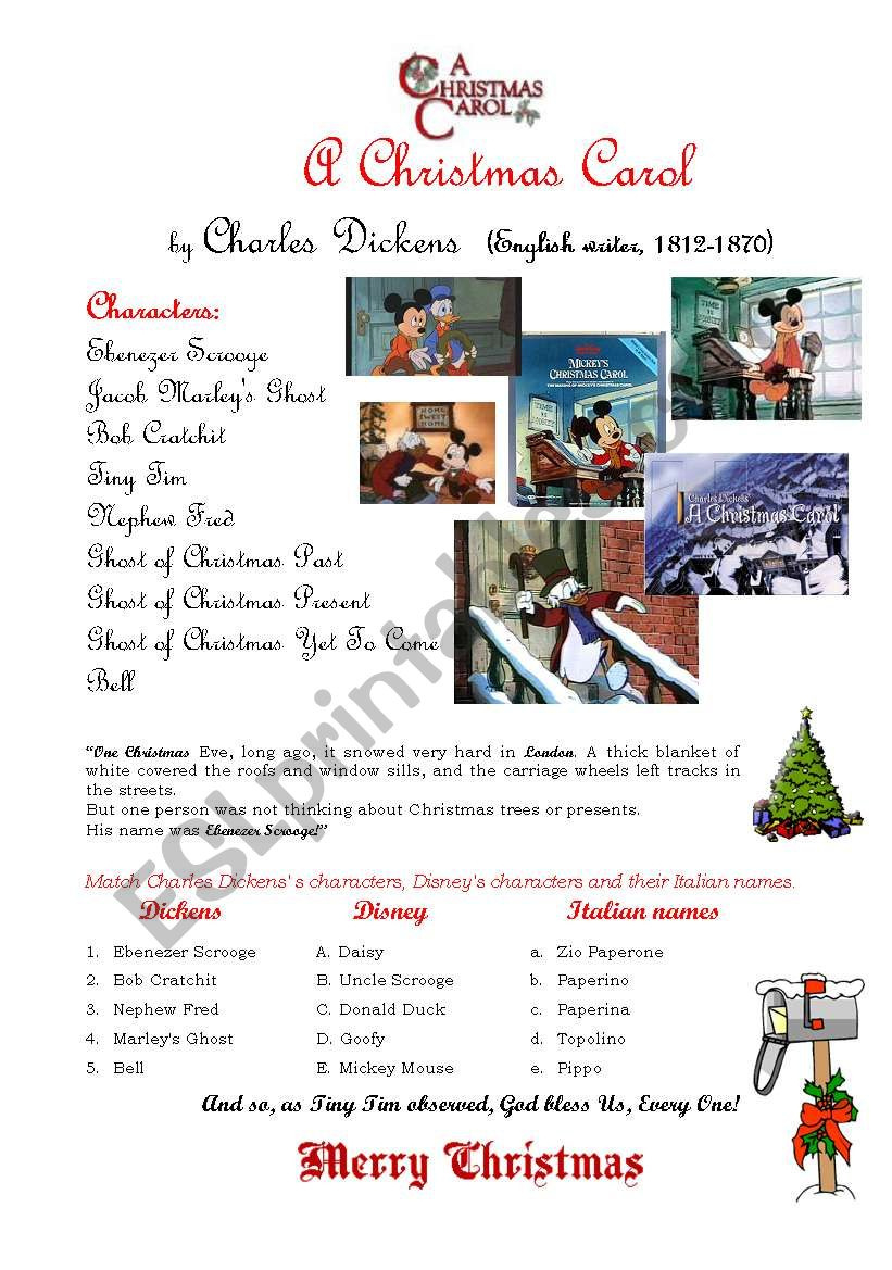A Christmas Carol - Esl Worksheetcustomer - Worksheets Library regarding A Christmas Carol Printable Version