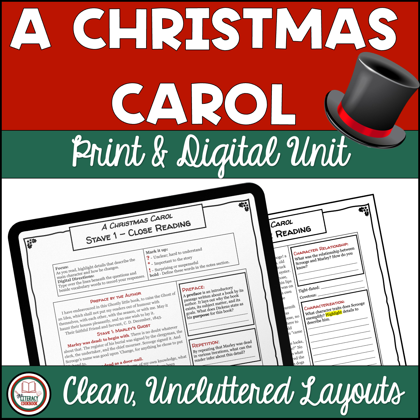 A Christmas Carol - Novel Unit - Digital & Printable - Entire Text pertaining to A Christmas Carol Printable Book
