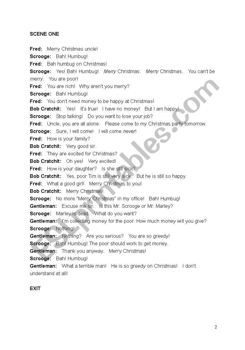 A Christmas Carol - Play Script - Esl Worksheetkathrynhope79 in A Christmas Carol Play Script Printable