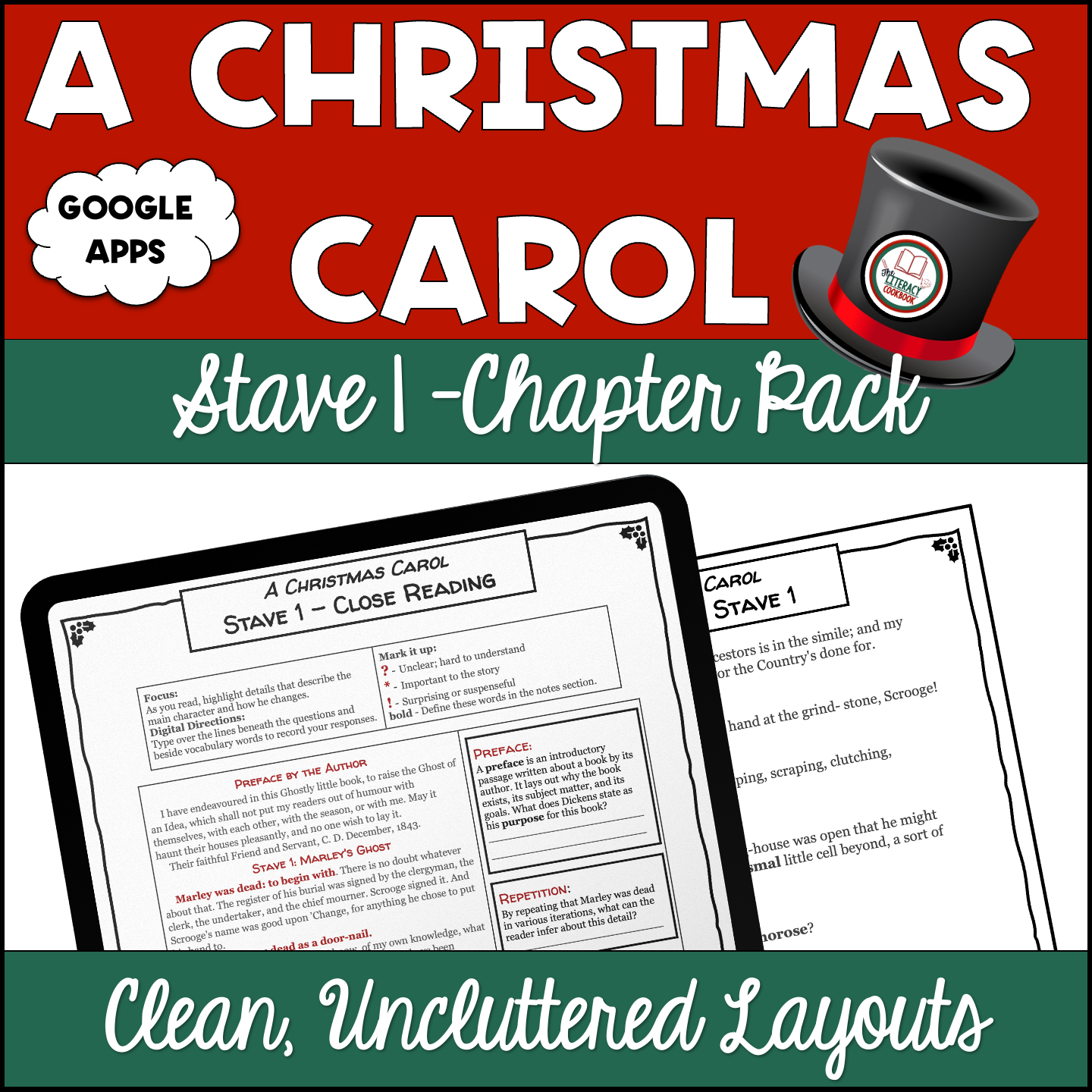A Christmas Carol - Stave 1 - Digital &amp;amp; Printable - Chapter Pack within A Christmas Carol Full Text Printable