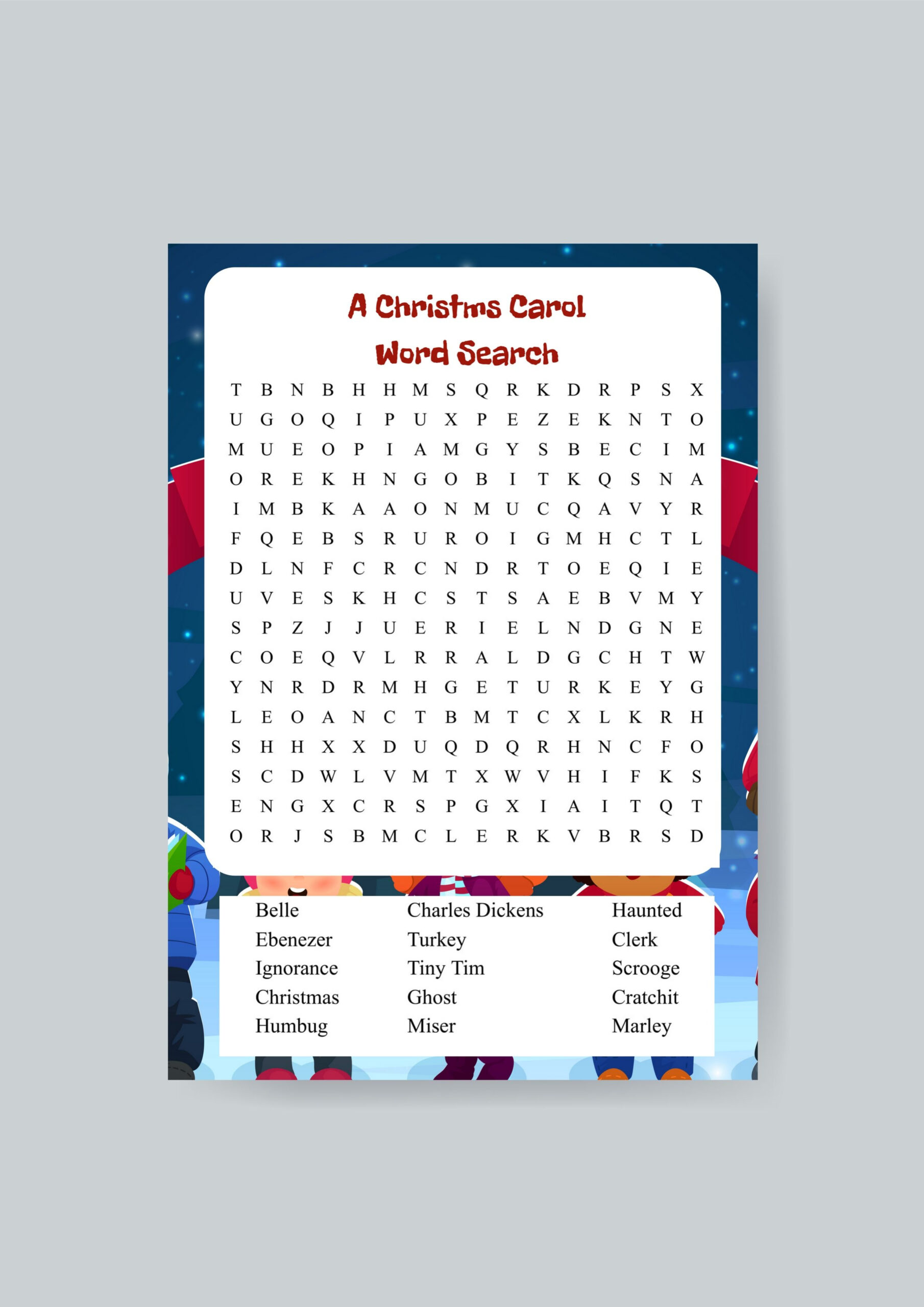 A Christmas Carol Word Search Printable - Shark Printables throughout A Christmas Carol Word Search Printable