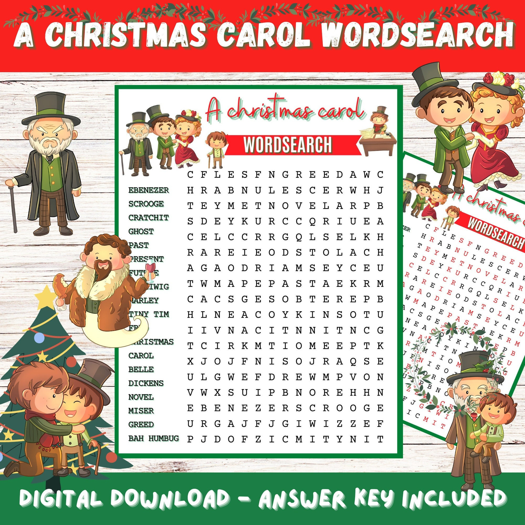 A Christmas Carol Wordsearch Printable With Answers, Fun Game throughout A Christmas Carol Word Search Printable