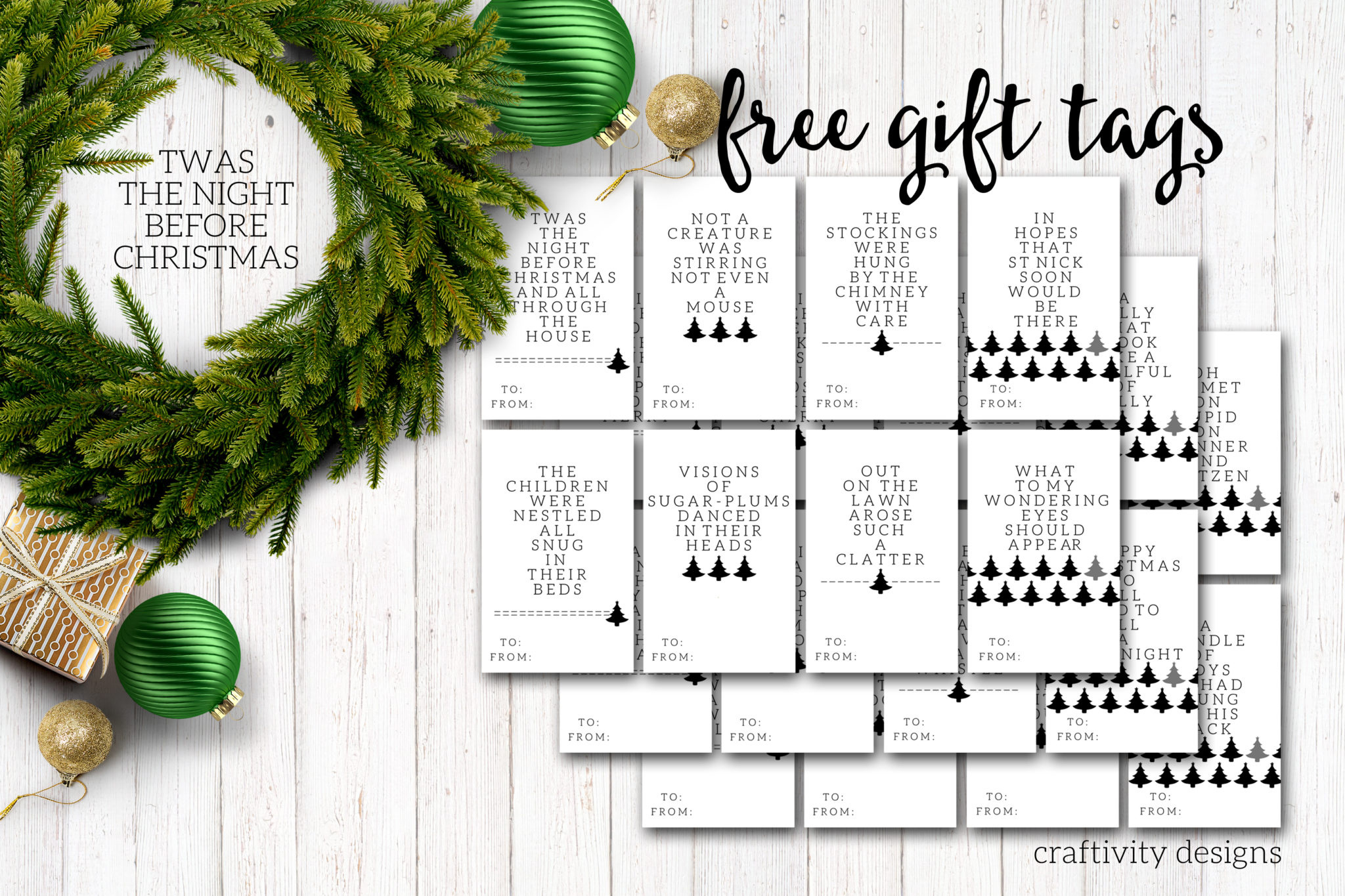 A Minimalist Christmas: 24 Easy + Free Printable Gift Tags in Minimalist Christmas Gift Tag Printable