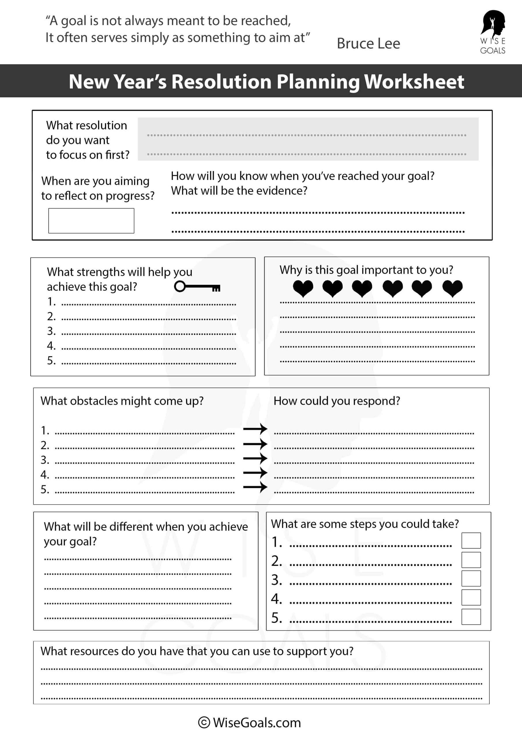 A More Effective Approach With New Year&amp;#039;S Resolution Worksheets in New Year&amp;#039;S Resolutions Printables