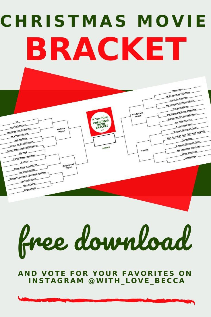 A Very Merry Christmas Movie Bracket: 2020 - With Love, Becca with Christmas Movie Bracket Printable