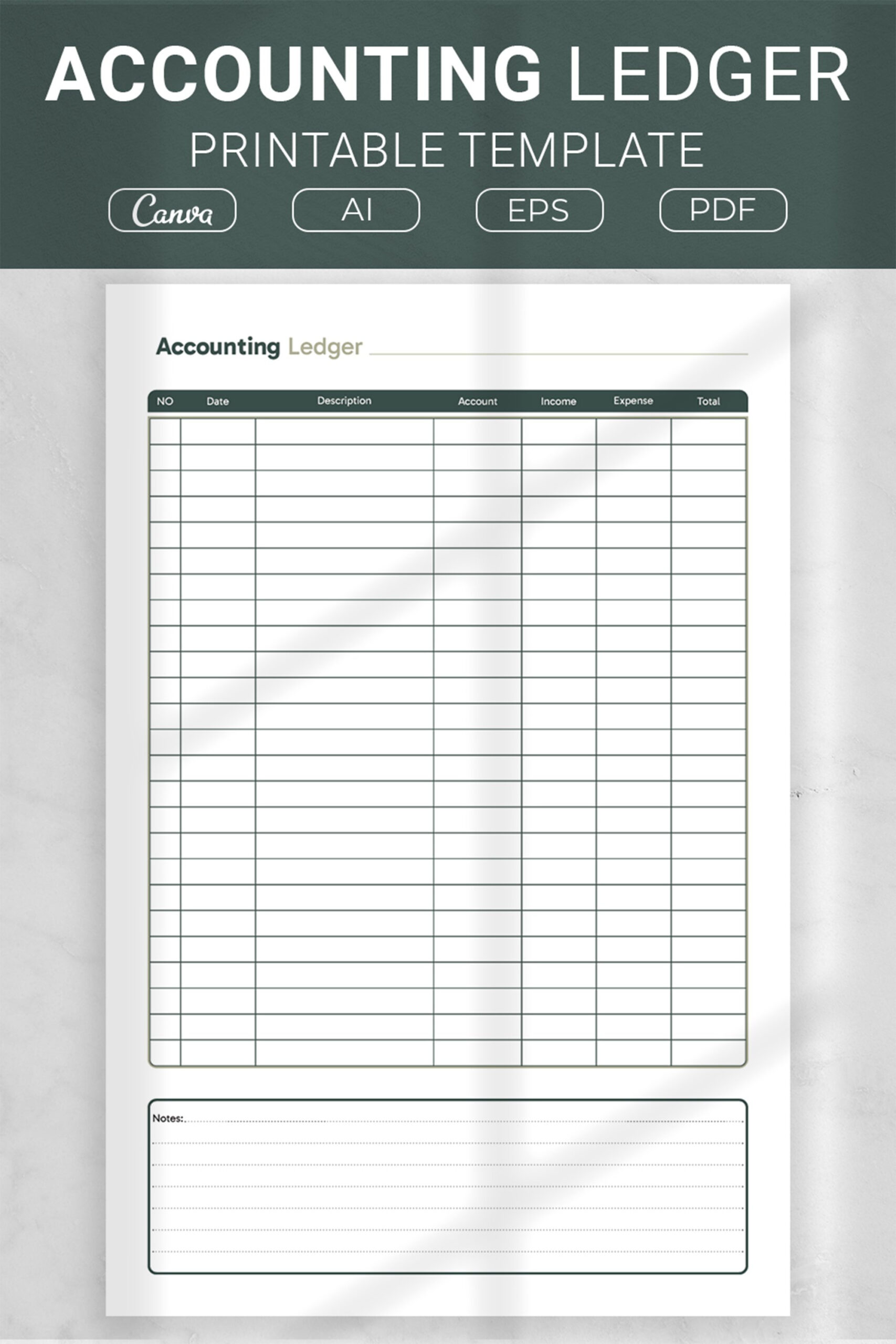 Accounting Ledger Printable Template (2820309) with regard to Free Printable Ledger Sheets