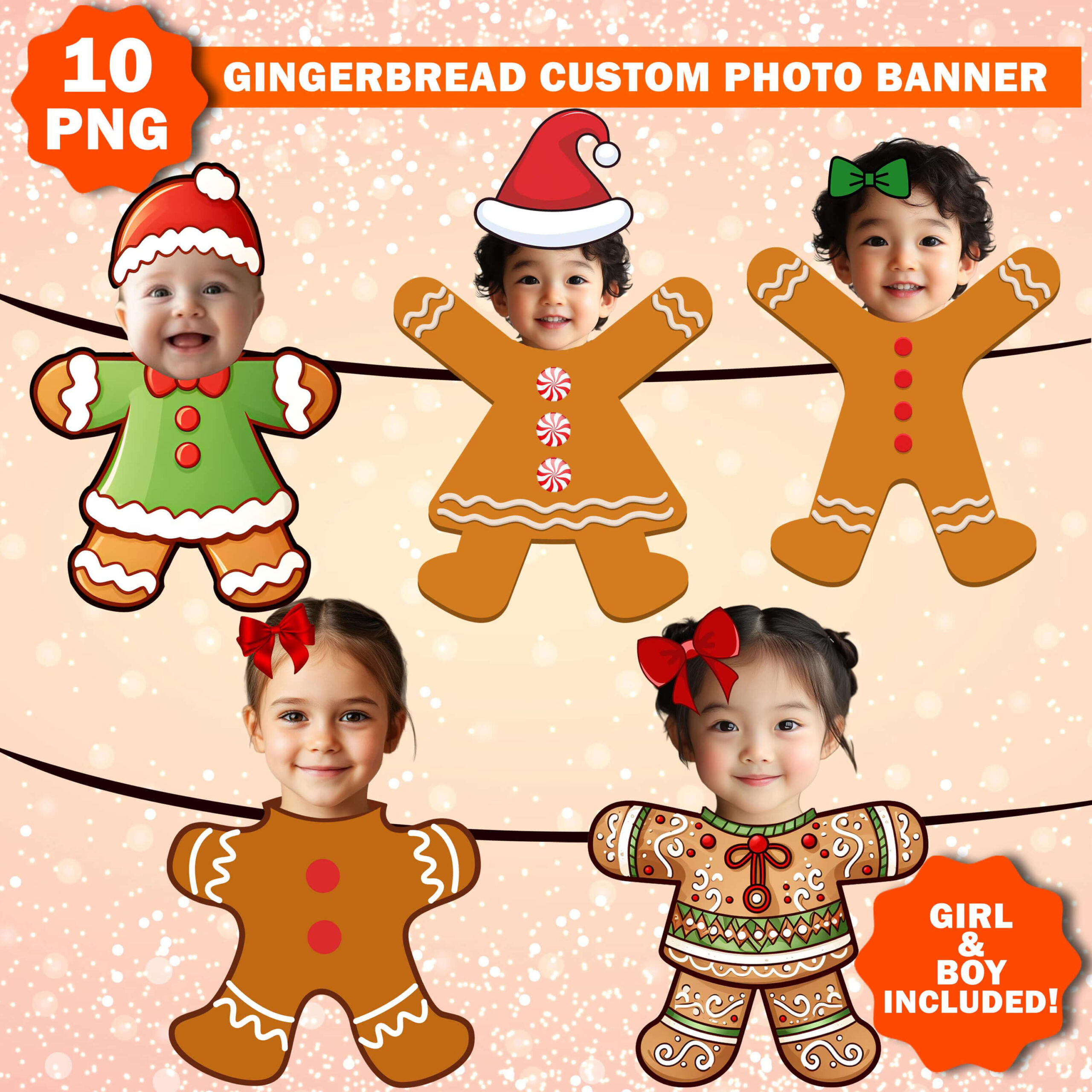 Add Your Own Gingerbread Custom Photo Face Banner inside Gingerbread Face Stencil Printable