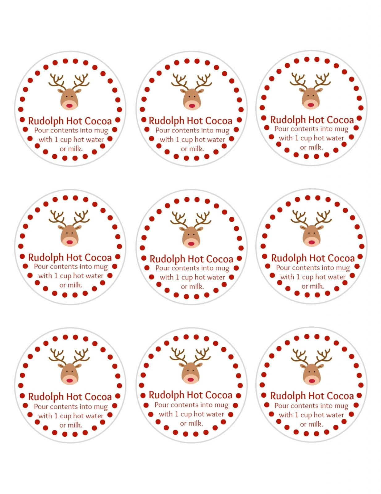 Adorable Rudolph Hot Cocoa Diy With Printable Gift Tags | Omc with Hot Cocoa Labels Printable