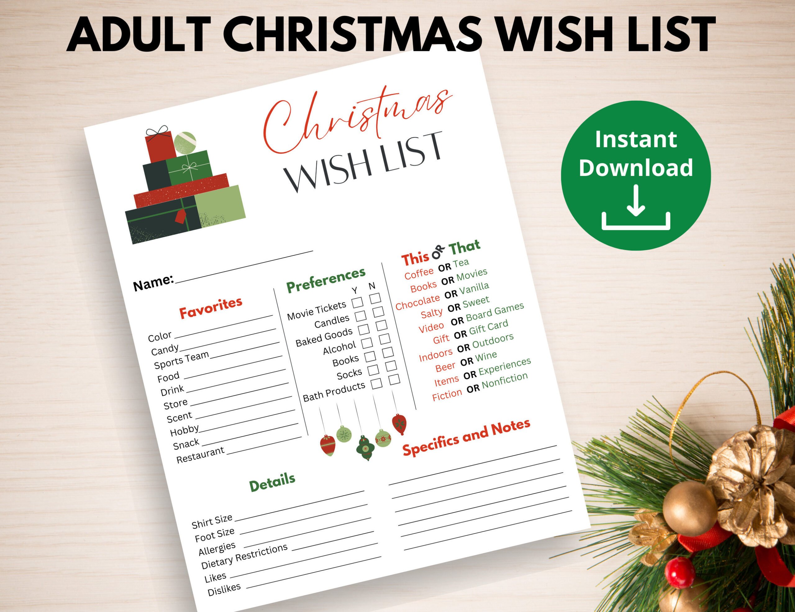 Adult Christmas Wish List Printable Questionnaire | Christmas Gift regarding Christmas Worksheet Adults