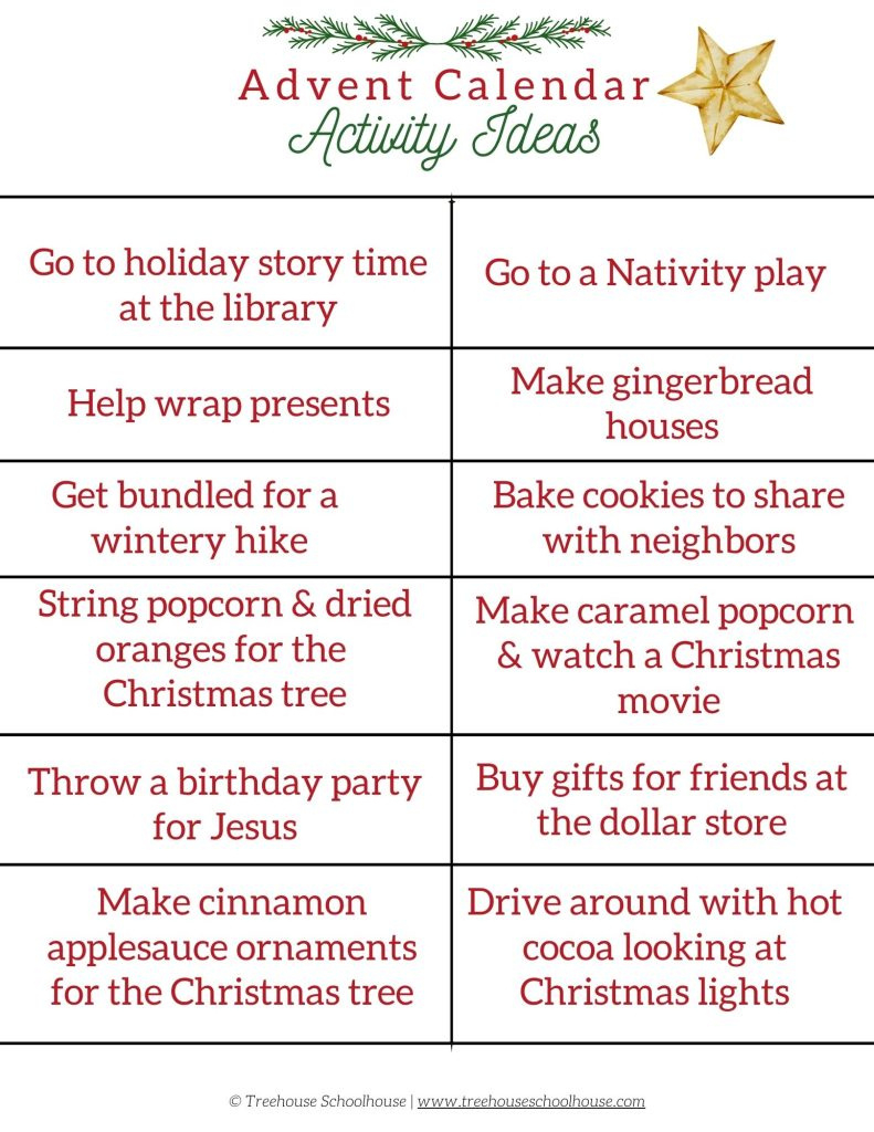 Advent Calendar Activity Ideas For Families [Free Printable Pdf with Advent Activities Printable