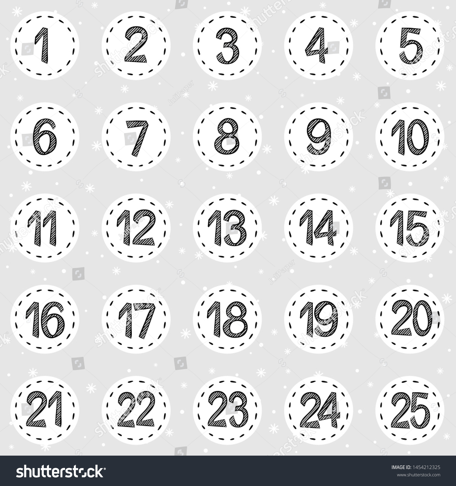 Advent Calendar Advent Stickers Numbers Christmas Stock Vector inside Christmas Numbers Printable 1-25