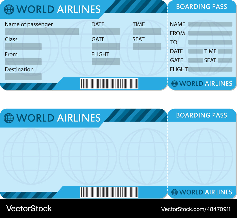 Airline Or Plane Ticket Template Boarding Pass – Lizenzfreie intended for Printable Plane Ticket Template