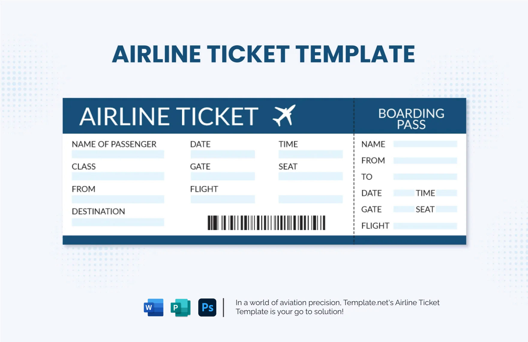 Airline Ticket Template In Word, Publisher, Psd - Download throughout Printable Plane Ticket Template