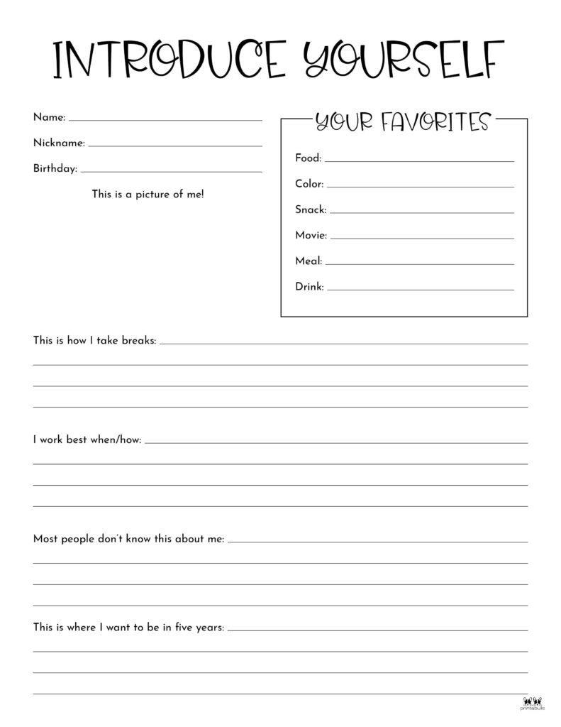 All About Me Printable Worksheets - 50 Free Printables | Printabulls with regard to Printable Fun Worksheets For Adults