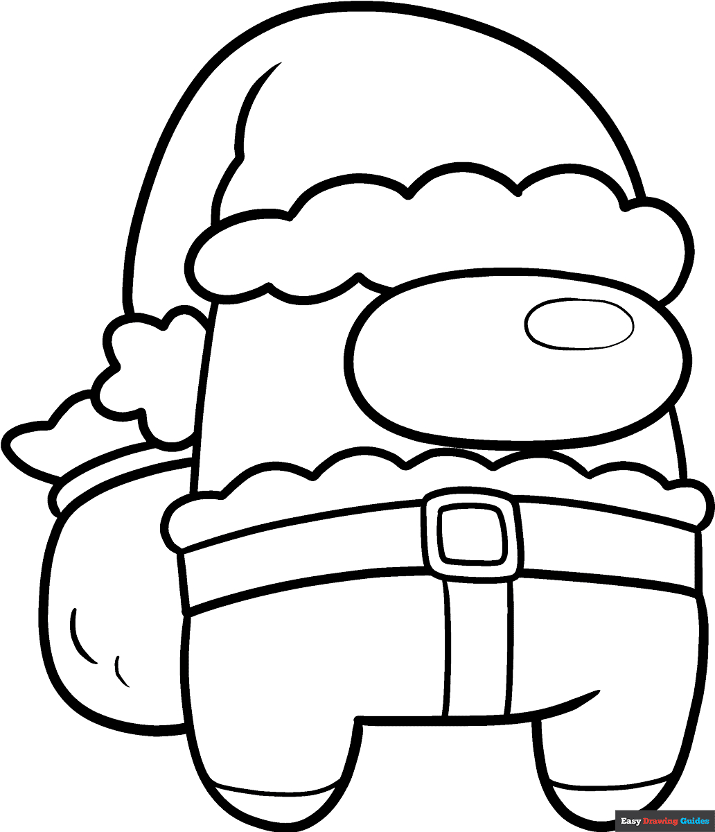 Among Us Santa Coloring Page | Easy Drawing Guides with Among Us Christmas Printable