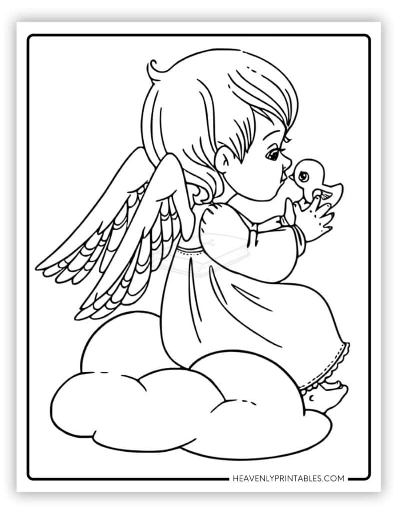Angel Coloring Pages (Free Pdf Printables) - Heavenly Printables throughout Angel Coloring Pages Printable